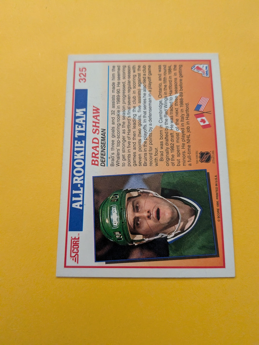 Brad Shaw Signed Hartford Whalers Card H
