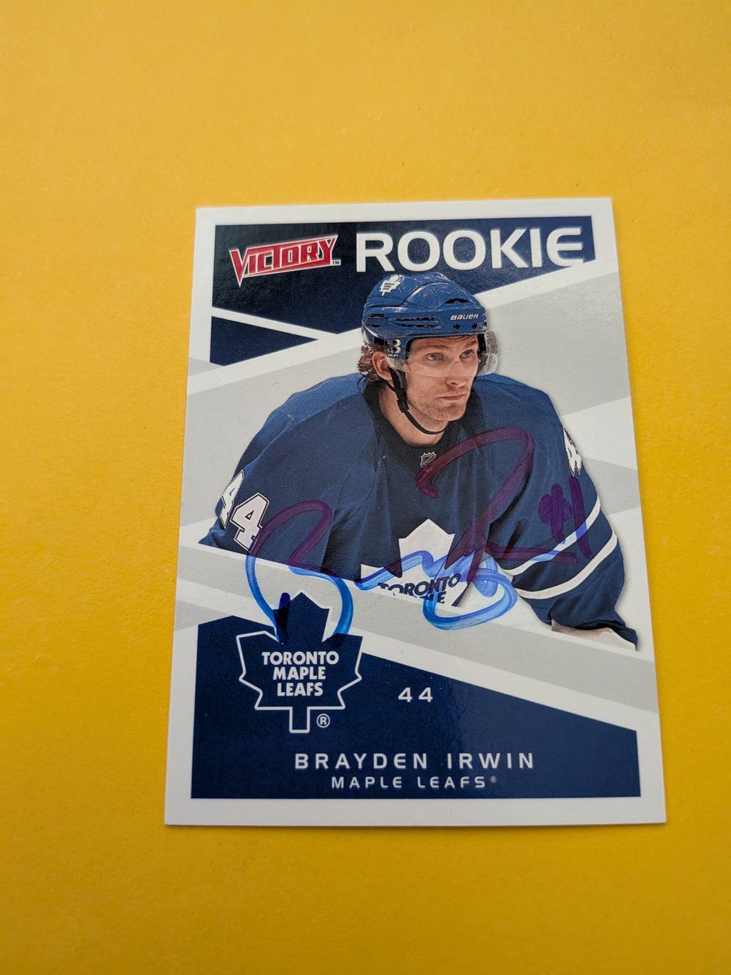Brayden Irwin Signed Toronto Maple Leafs Rookie Card A