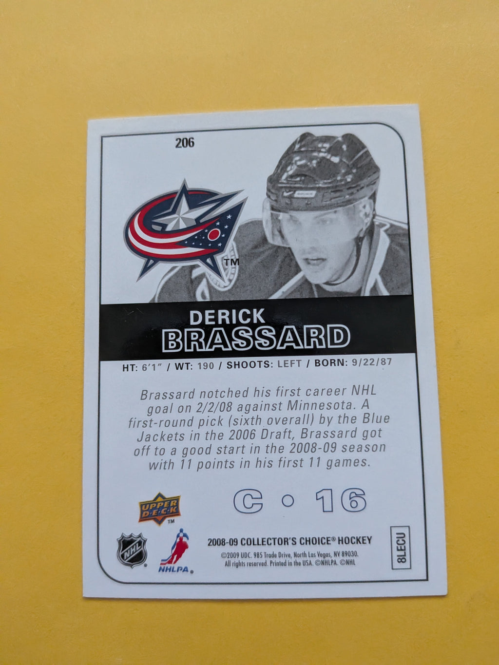 Derick Brassard Signed Columbus Blue Jackets Rookie Card C