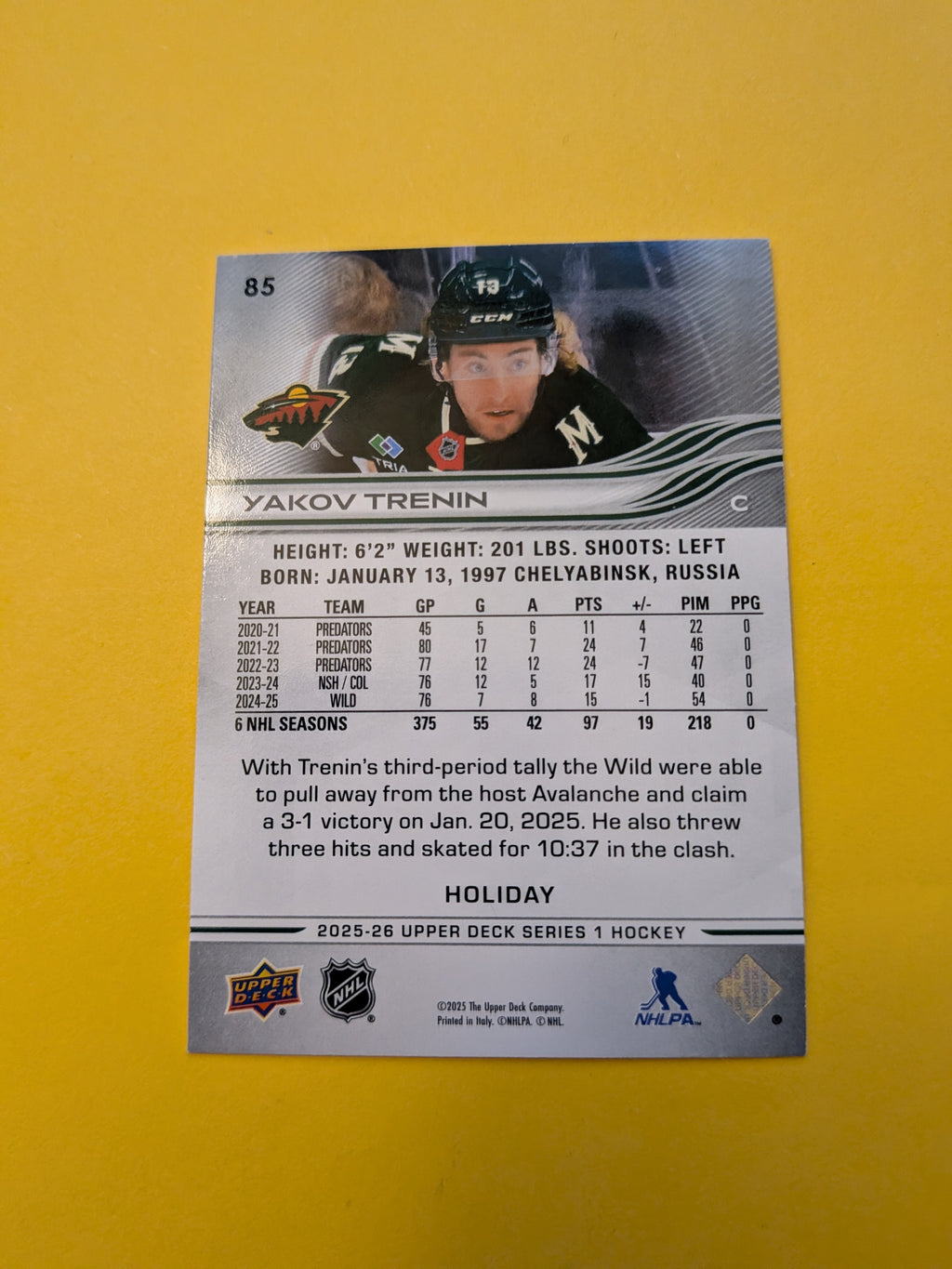 Yakov Trenin 25-26 Upper Deck Green Holiday Card