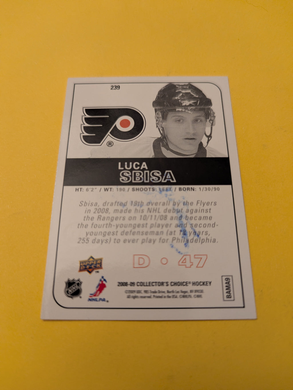 Luca Sbisa Signed Philadelphia Flyers Rookie Card
