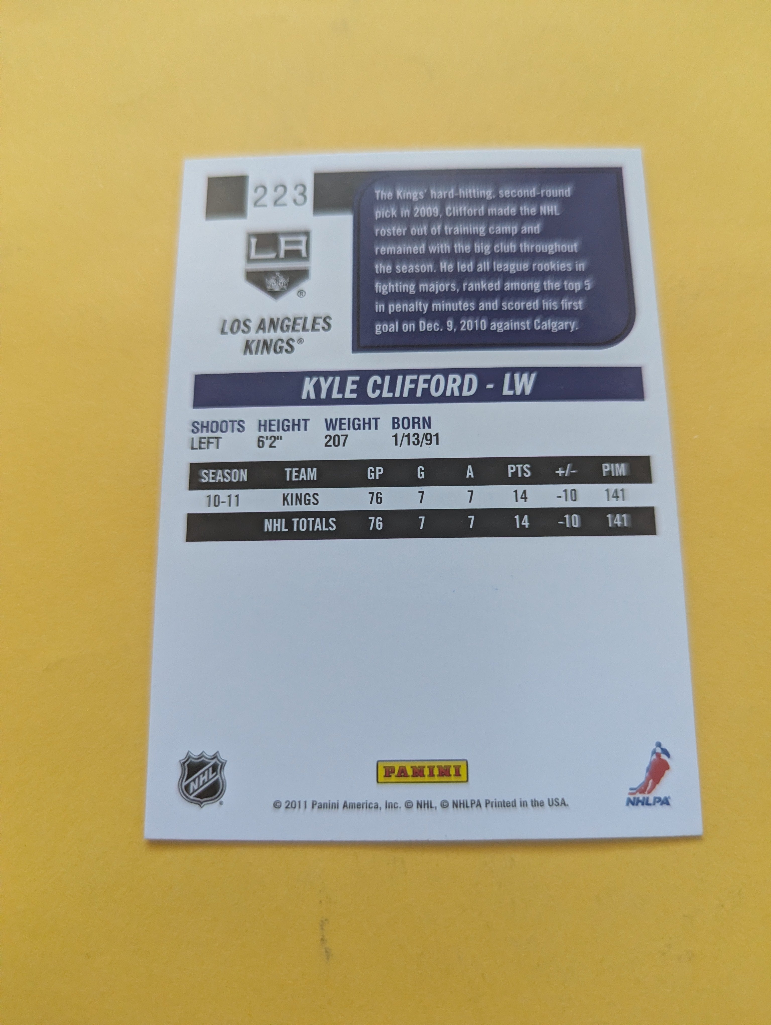 Kyle Clifford Signed Los Angeles Kings Card B