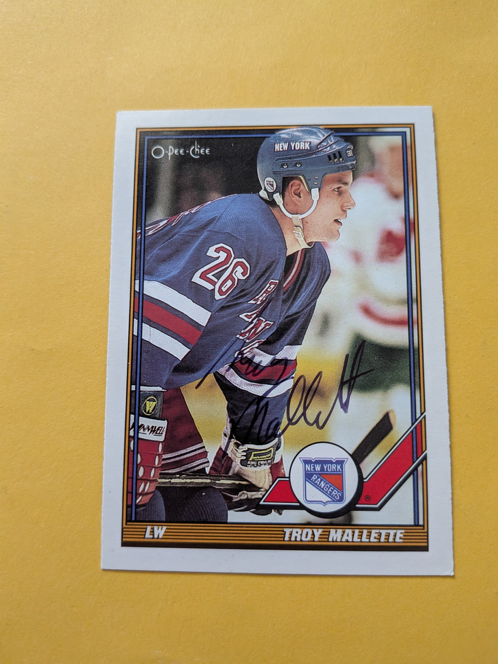 Troy Mallette Signed New York Rangers Card G