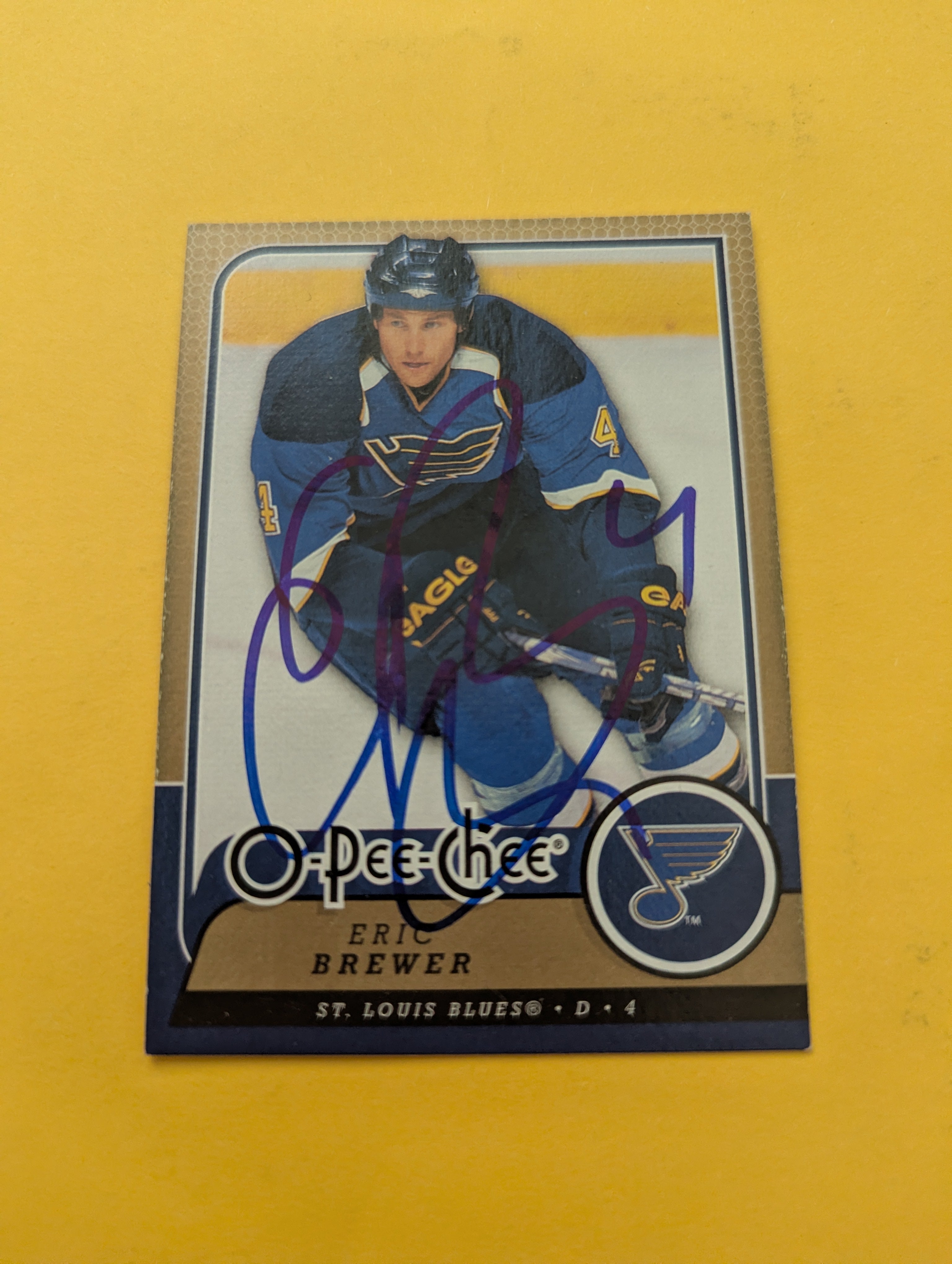 Eric Brewer Signed St. Louis Blues Card A