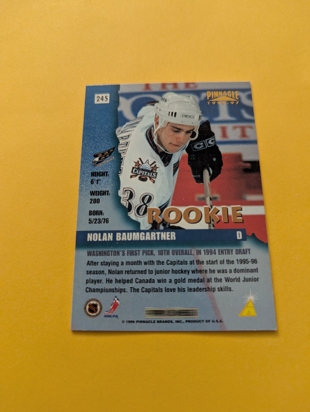 Nolan Baumgartner Signed Washington Capitals Card