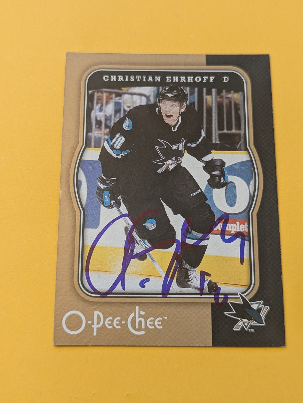 Christian Ehrhoff Signed San Jose Sharks Card