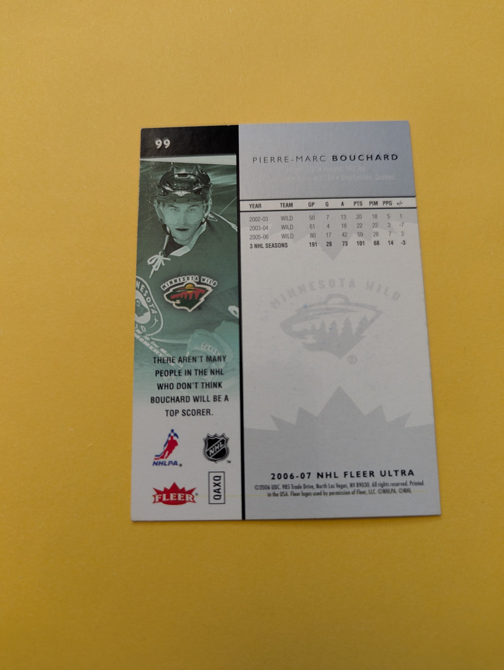 Pierre Marc Bouchard Signed Minnesota Wild Card