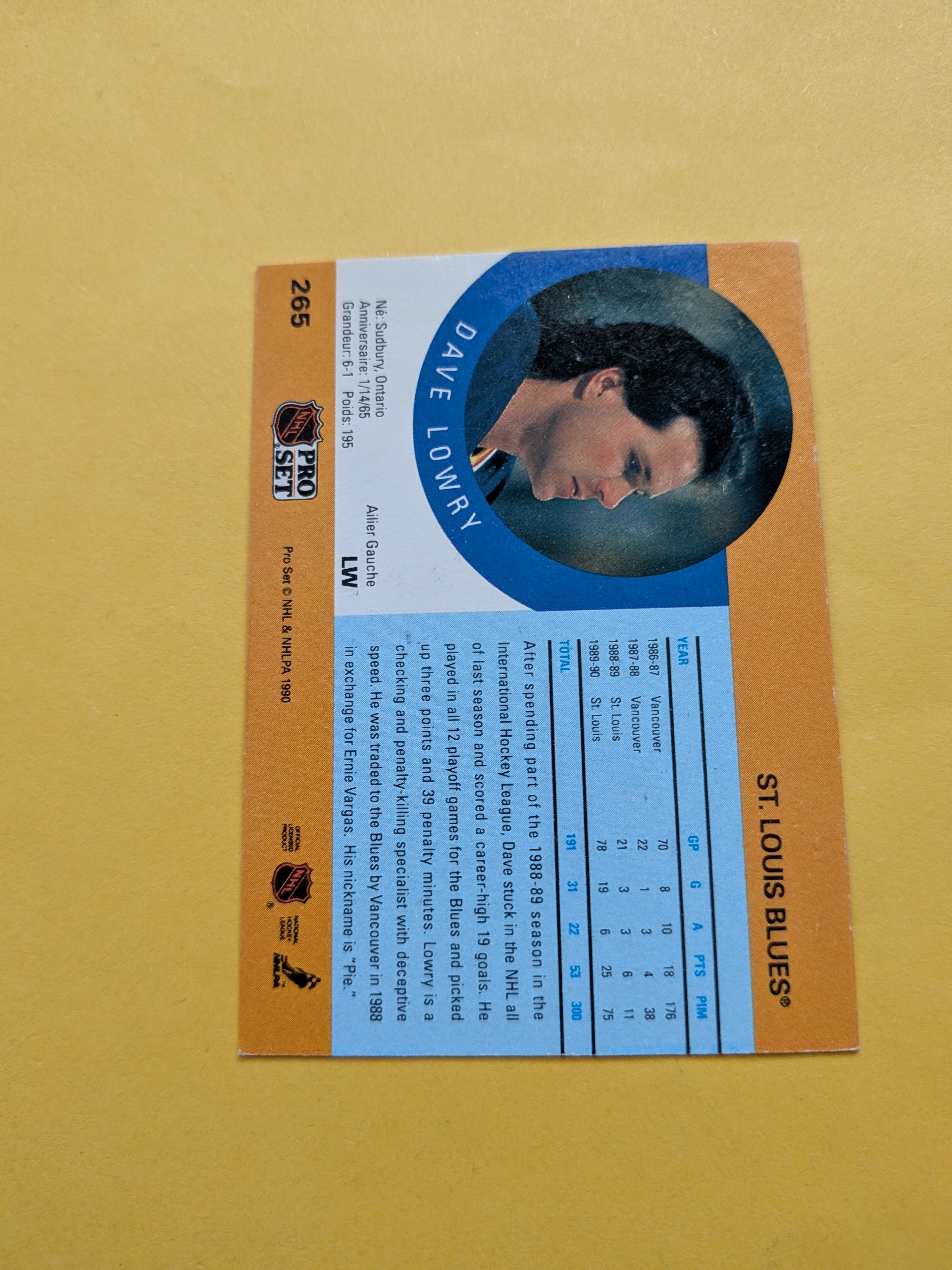 Dave Lowry Signed St. Louis Blues Card C