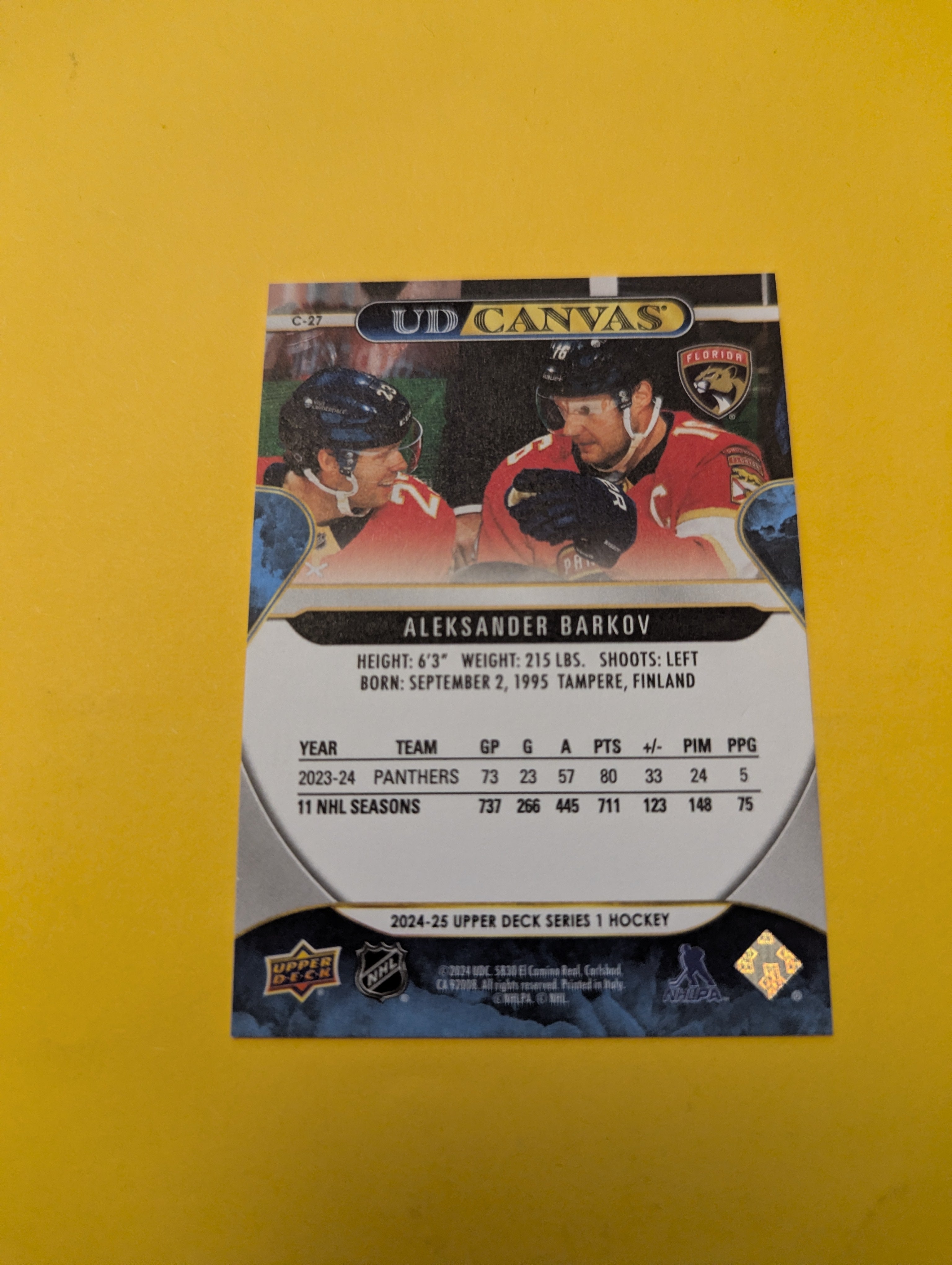 Aleksander Barkov 24-25 Upper Deck UD Canvas Card