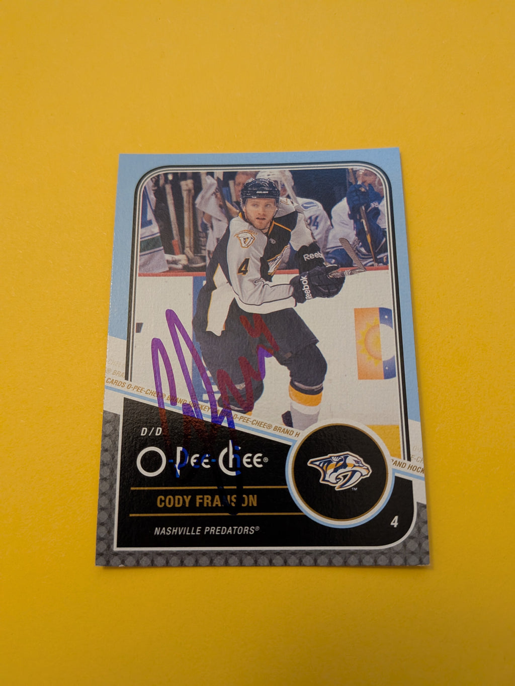 Cody Franson Signed Nashville Predators Card C