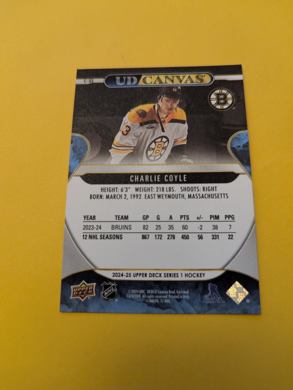 Charlie Coyle 24-25 Upper Deck UD Canvas Card