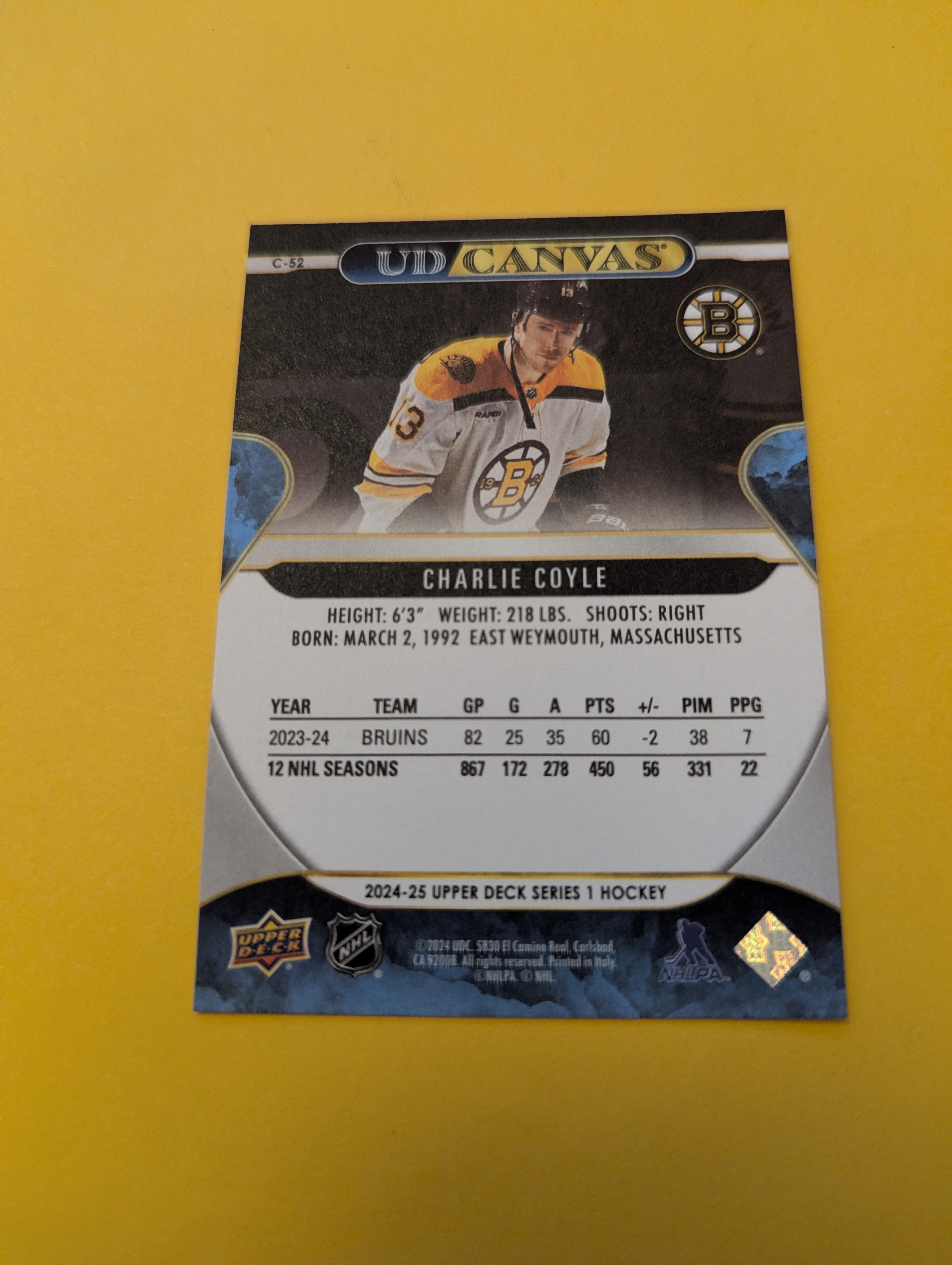 Charlie Coyle 24-25 Upper Deck UD Canvas Card
