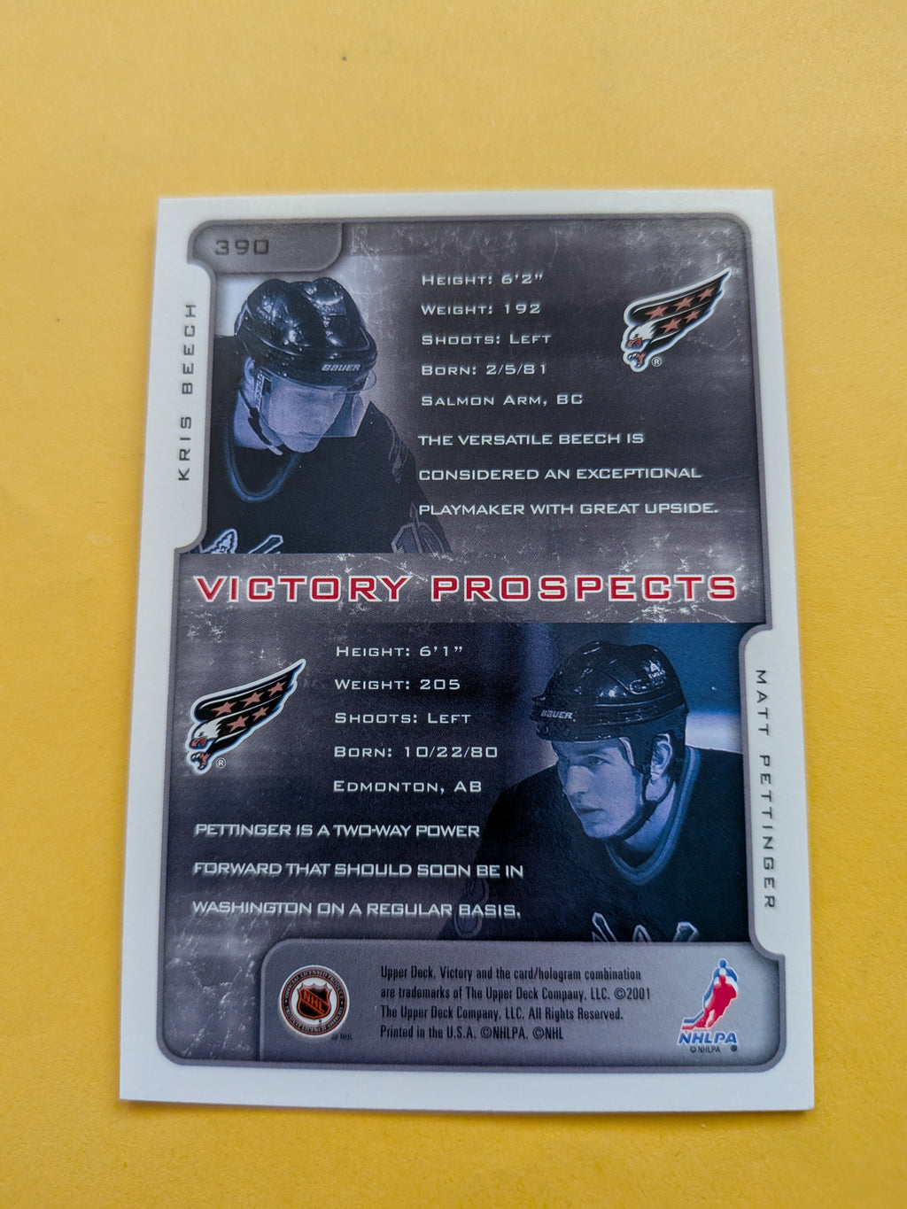 Matt Pettinger Signed Washington Capitals Card A
