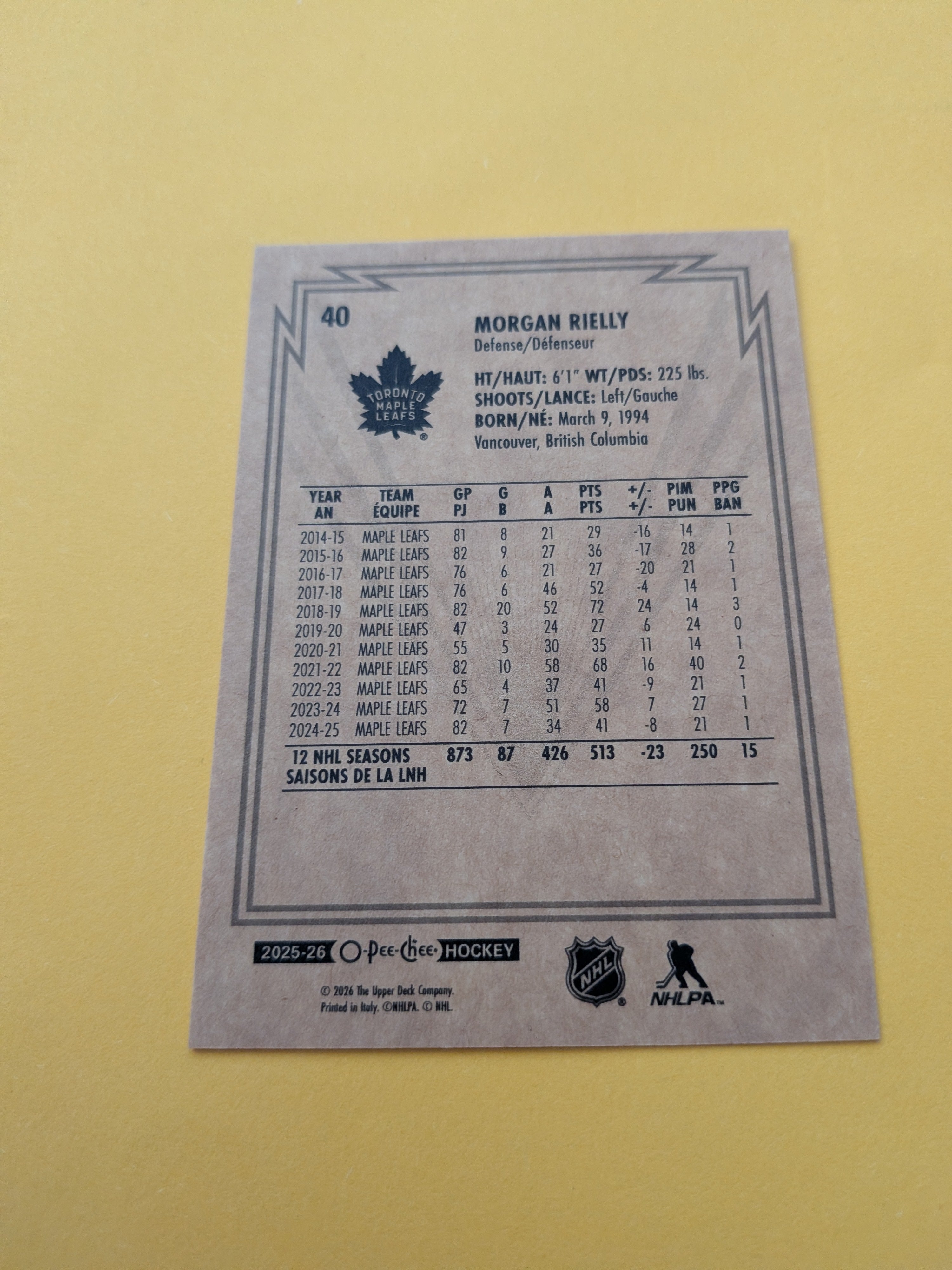 Morgan Rielly 25-26 OPC Retro Card