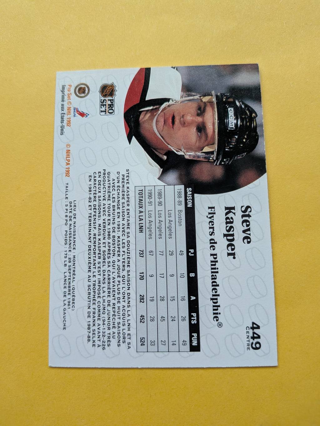 Steve Kasper Signed Philadelphia Flyers Card A