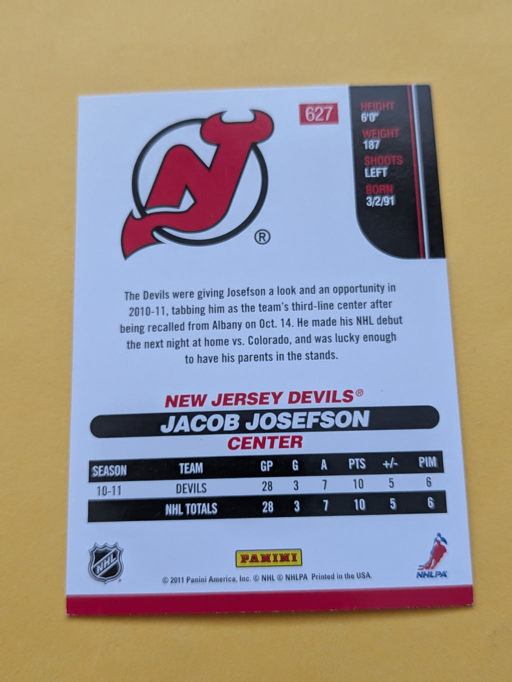 Jacob Josefson Signed New Jersey Devils Rookie Card C