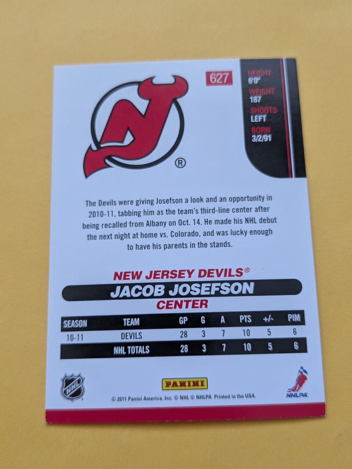 Jacob Josefson Signed New Jersey Devils Rookie Card C