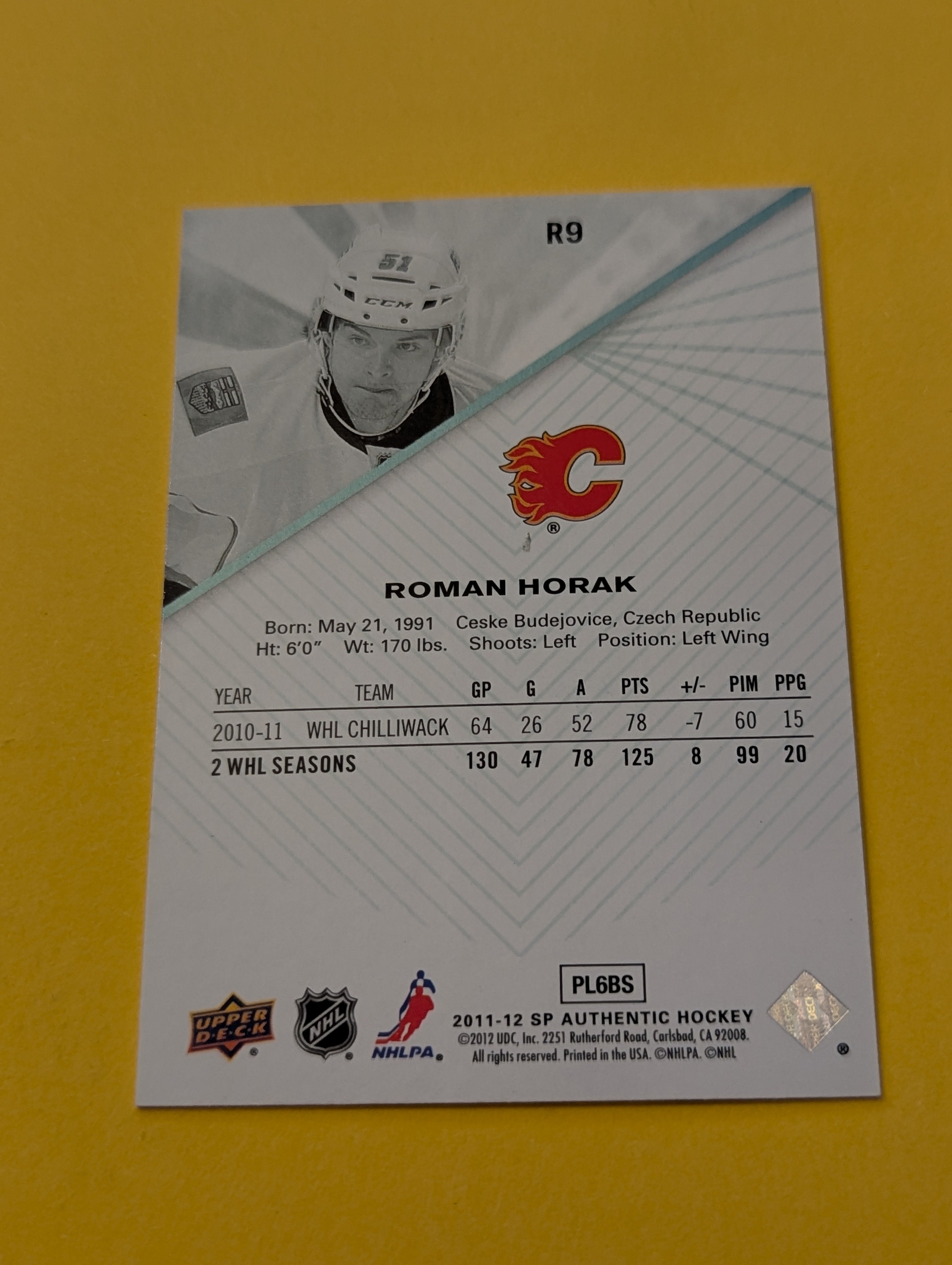 Roman Horak Signed Calgary Flames Card