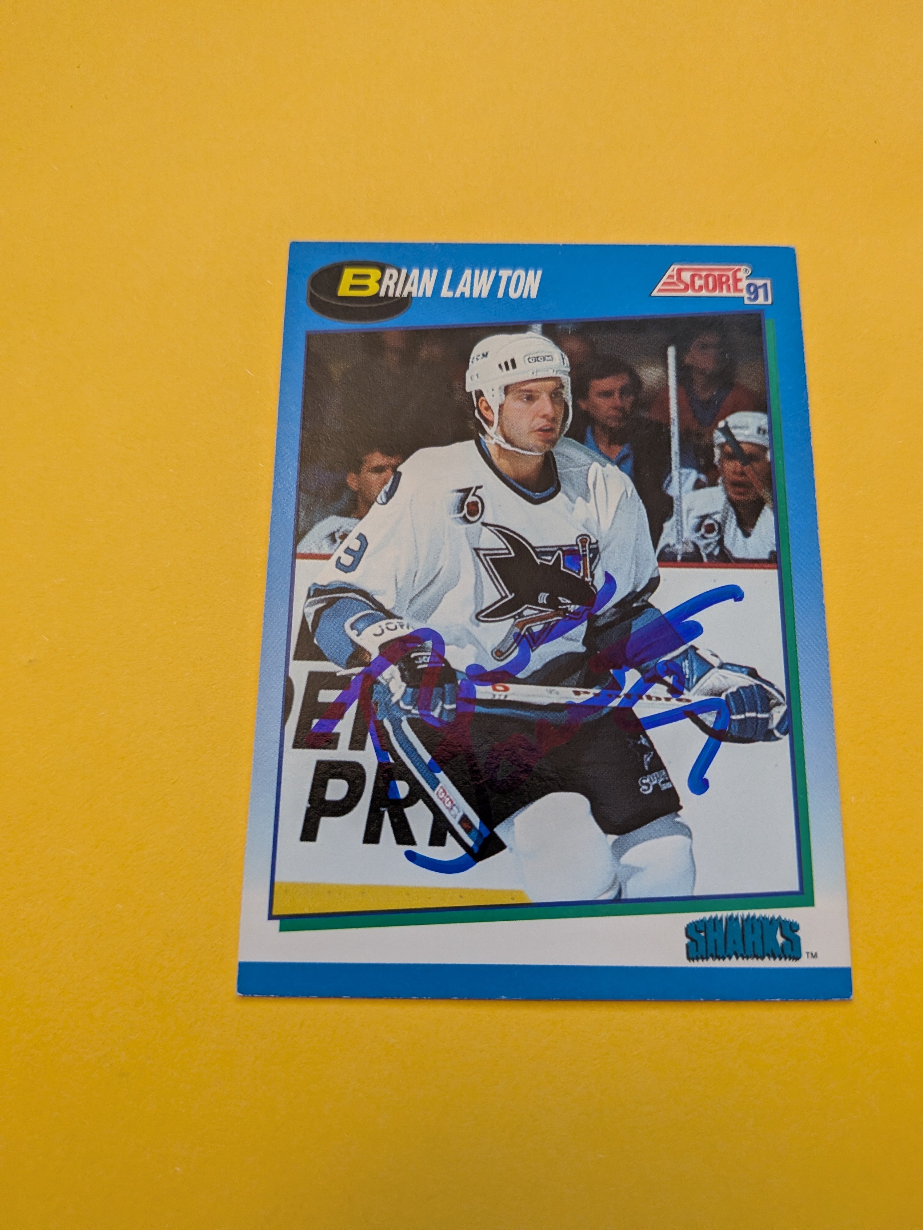 Brian Lawton Signed San Jose Sharks Card A