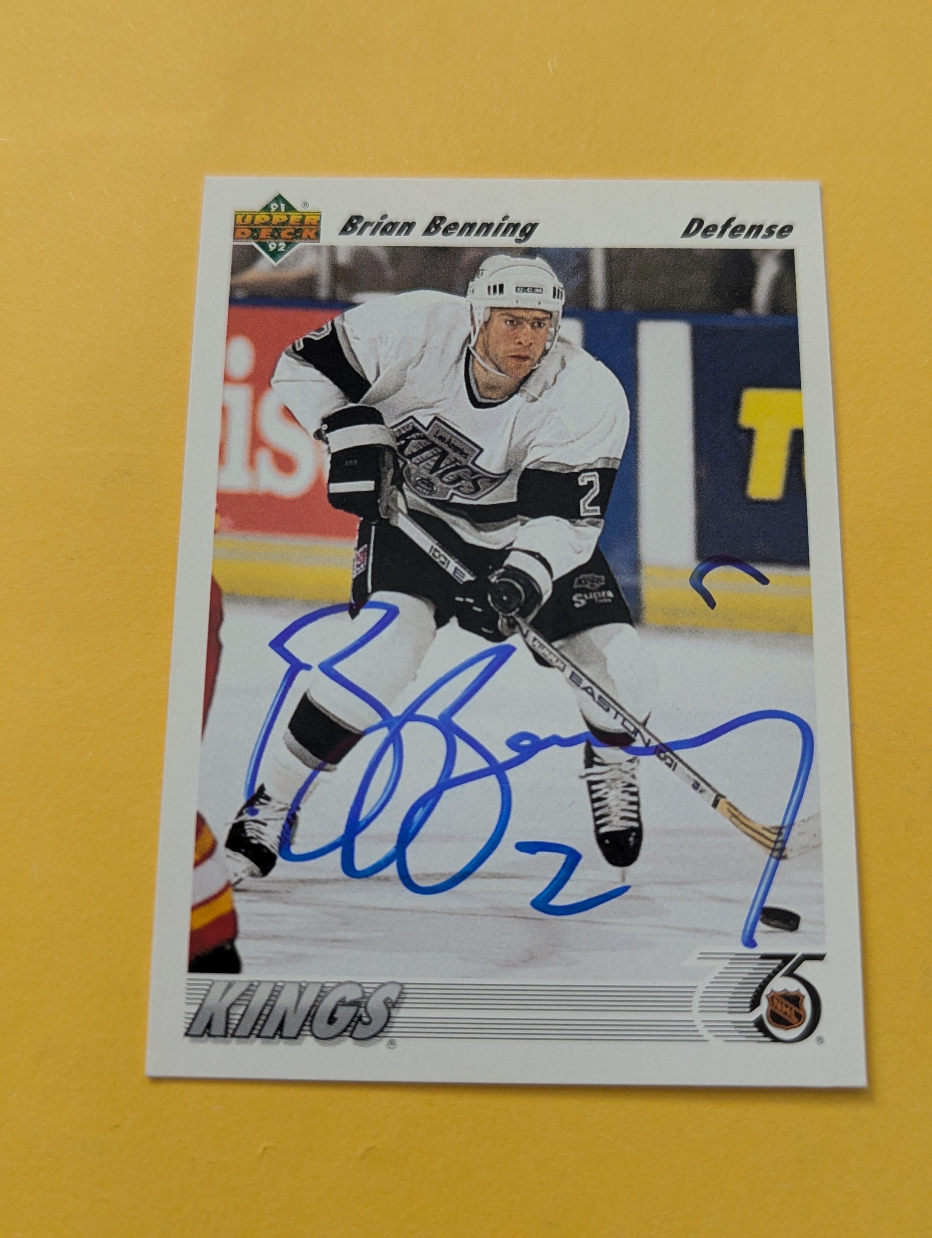 Brian Benning Signed Los Angeles Kings Card