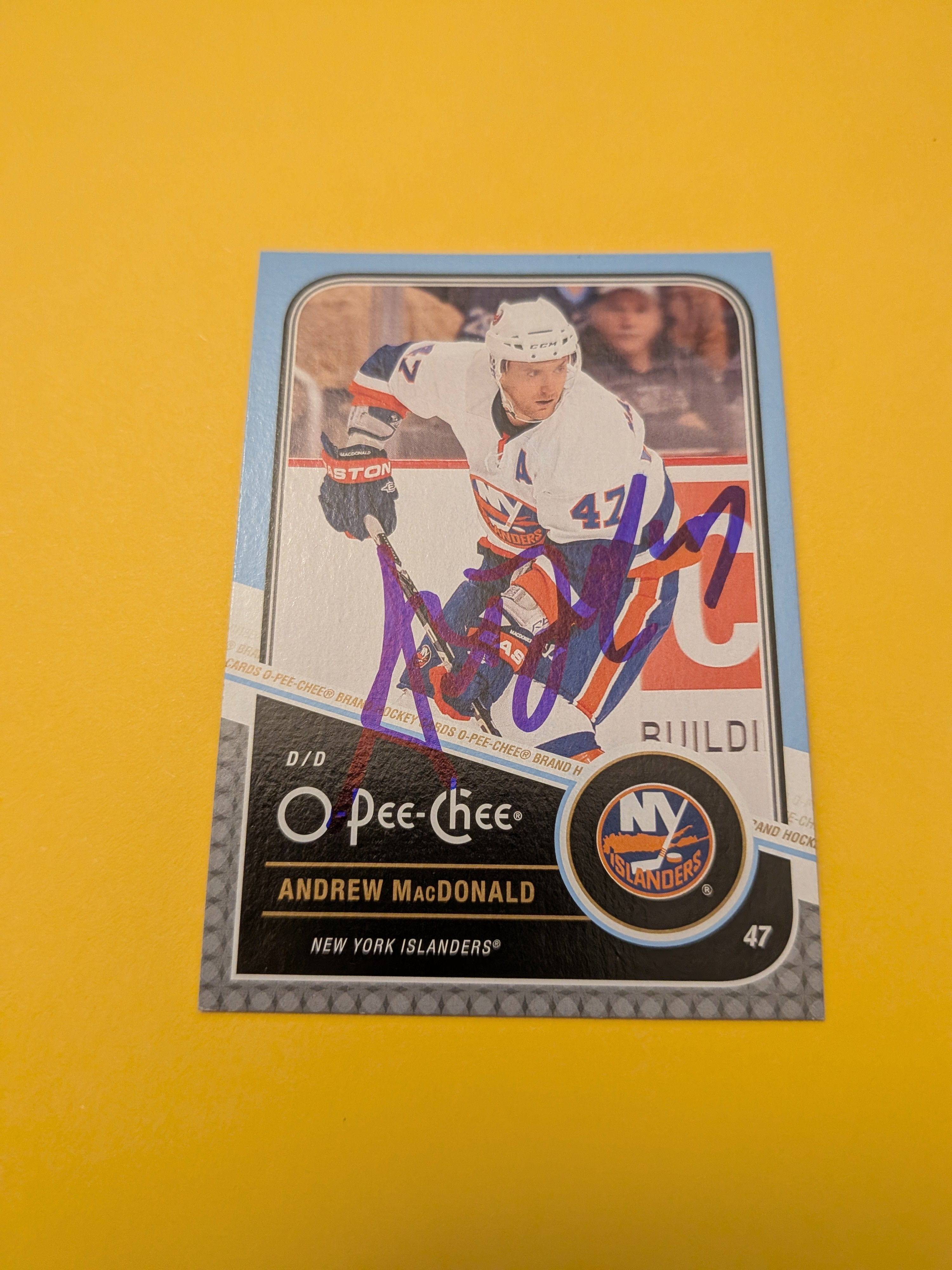 Andrew MacDonald Signed New York Islanders Card D