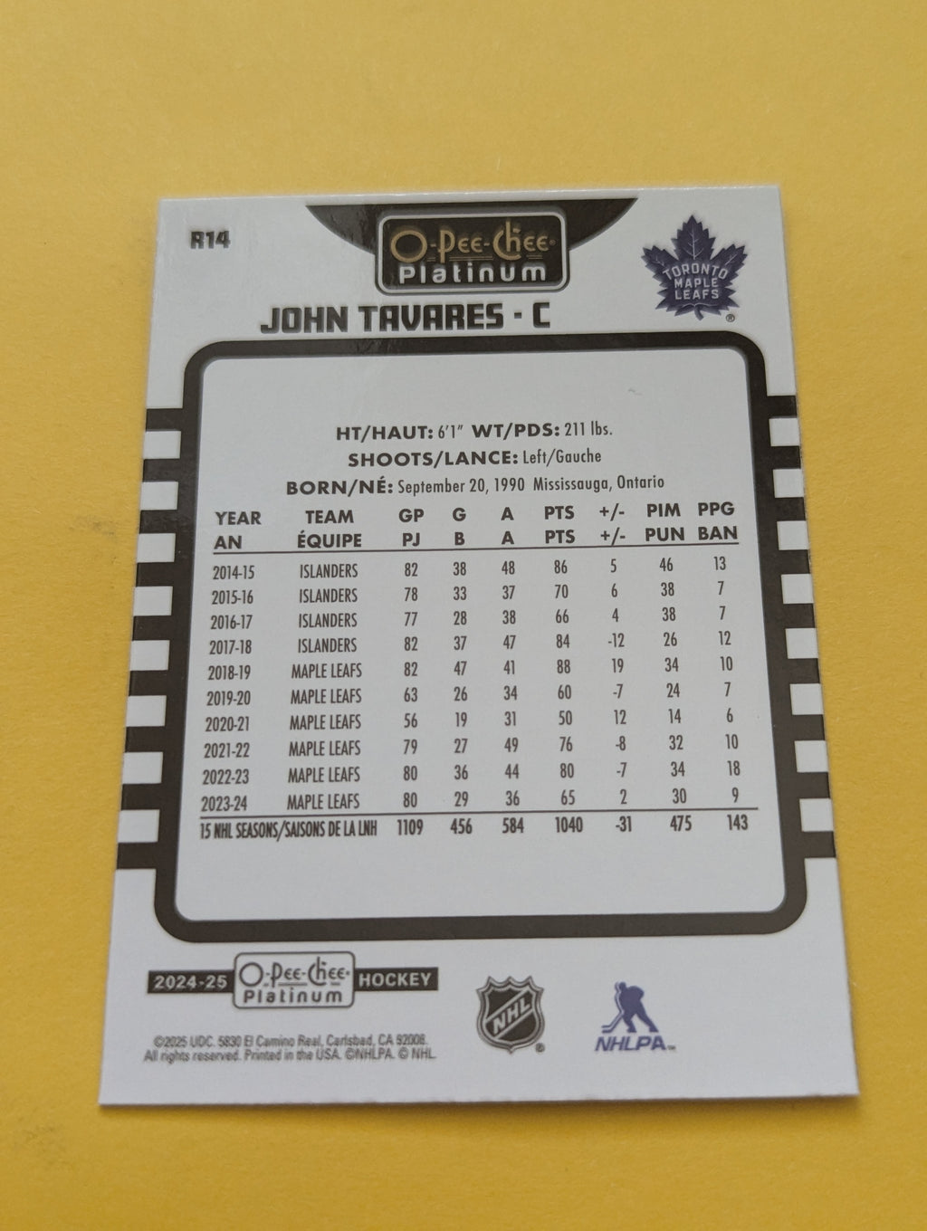 John Tavares 24-25 OPC Platinum Retro Card