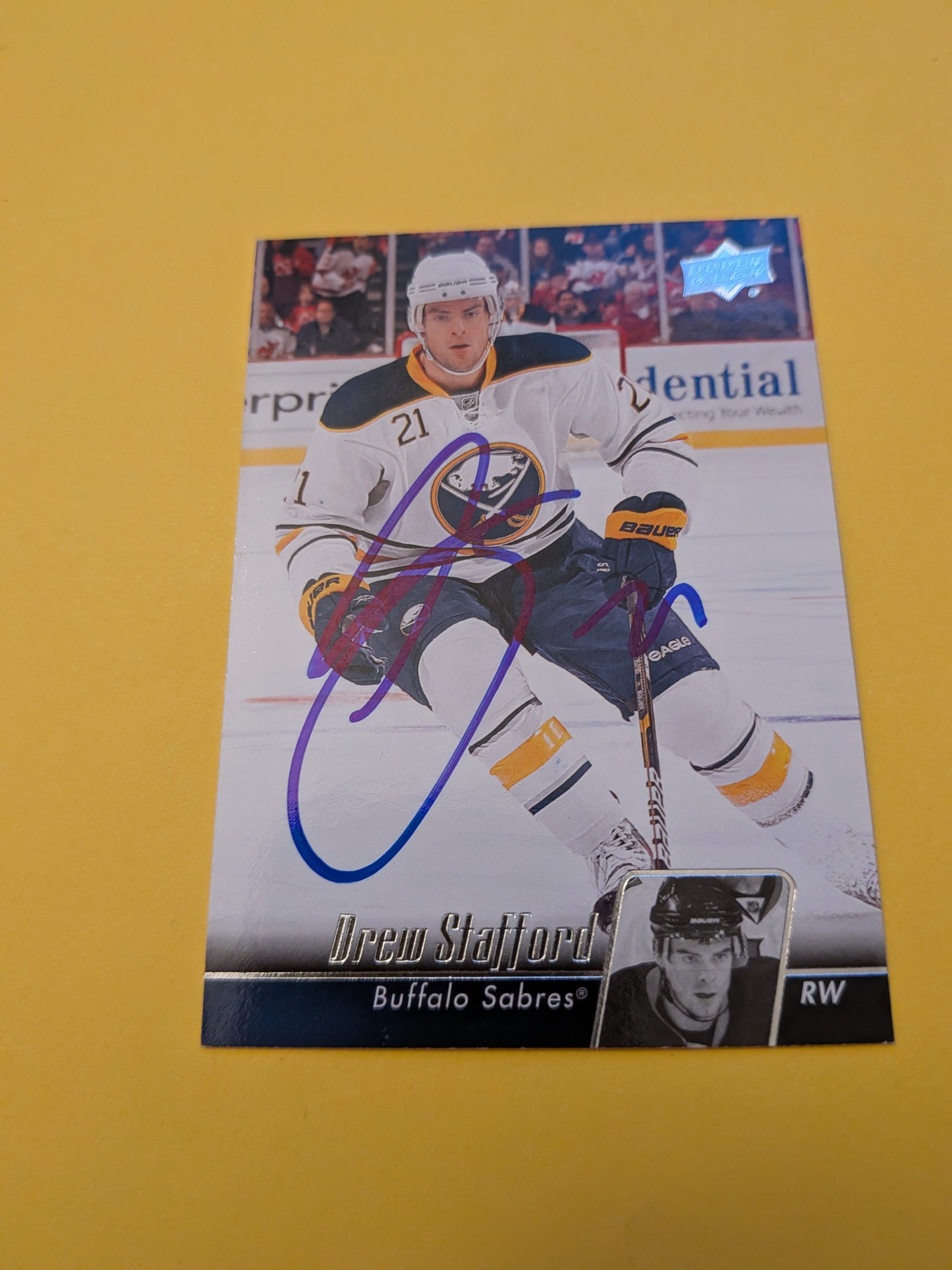 Drew Stafford Signed Buffalo Sabres Card H