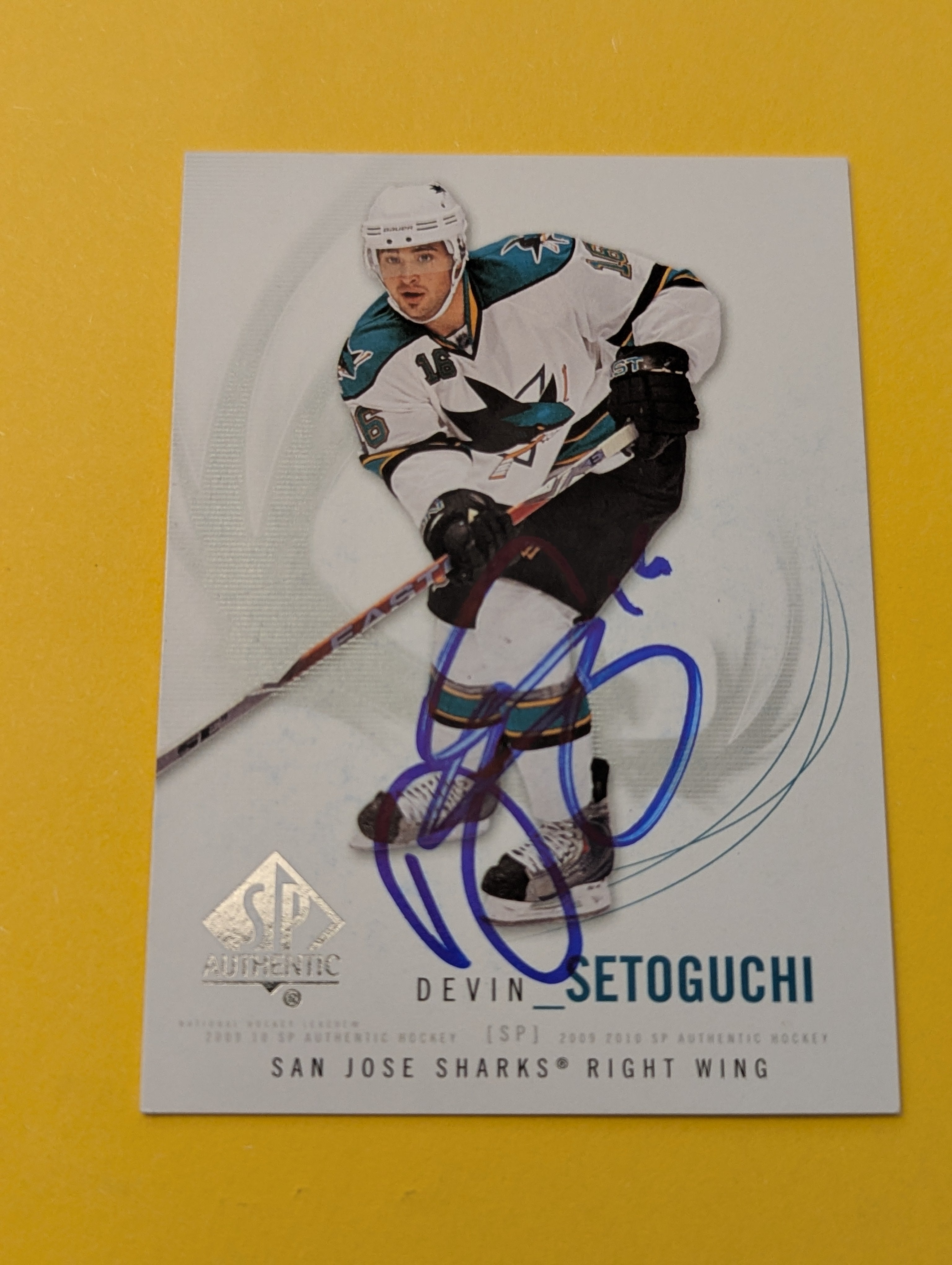 Devin Setoguchi Signed San Jose Sharks Card