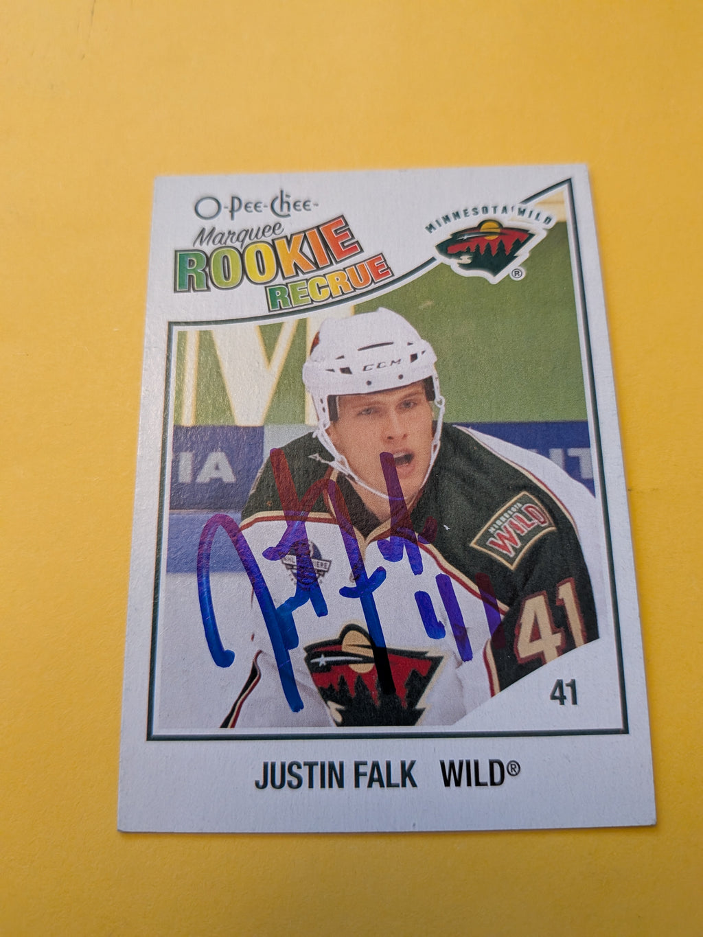 Justin Falk Signed Minnesota Wild Rookie Card A