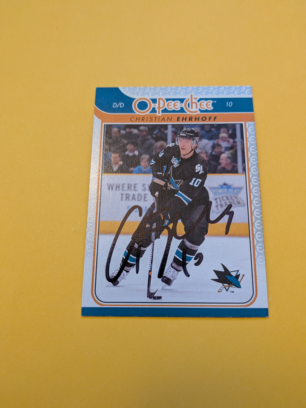 Christian Ehrhoff Signed San Jose Sharks Card E