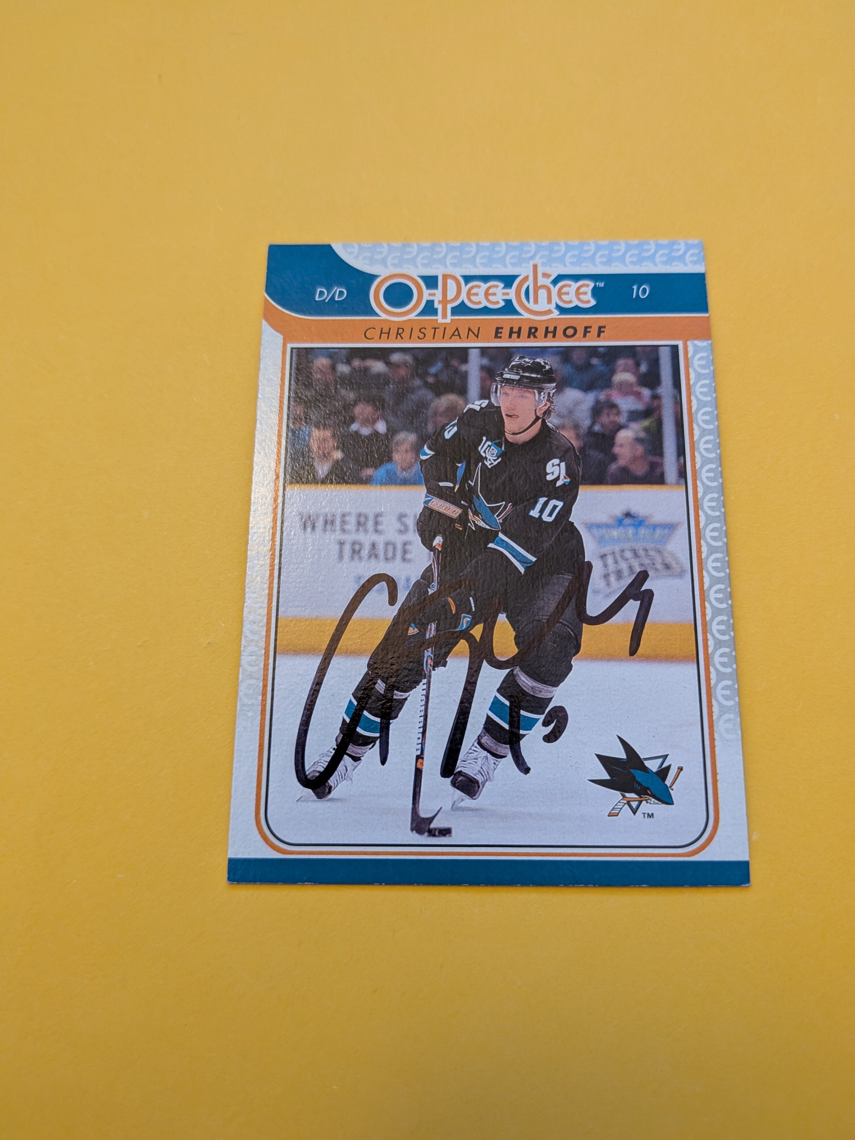 Christian Ehrhoff Signed San Jose Sharks Card E