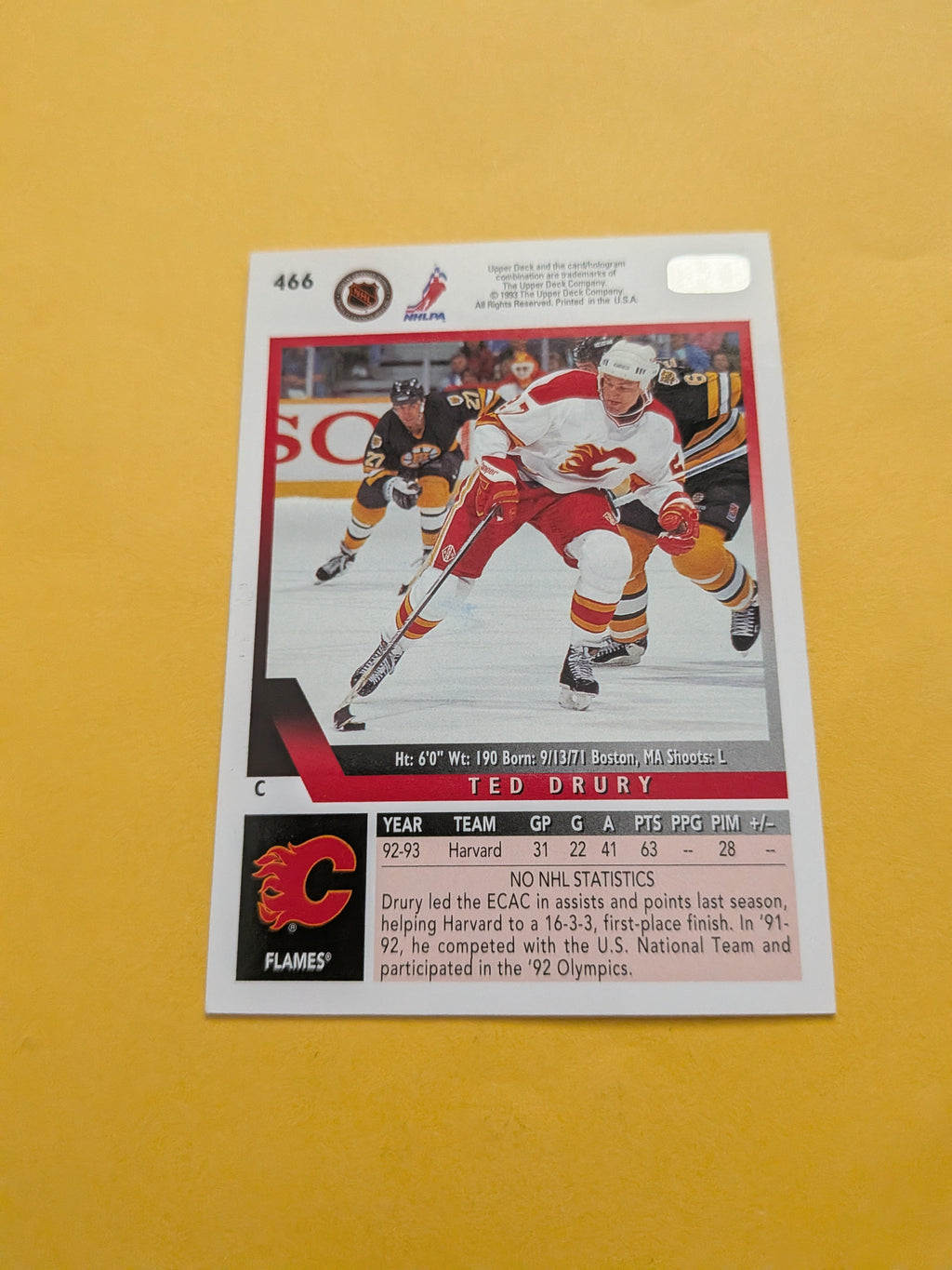 Ted Drury Signed Calgary Flames Card A