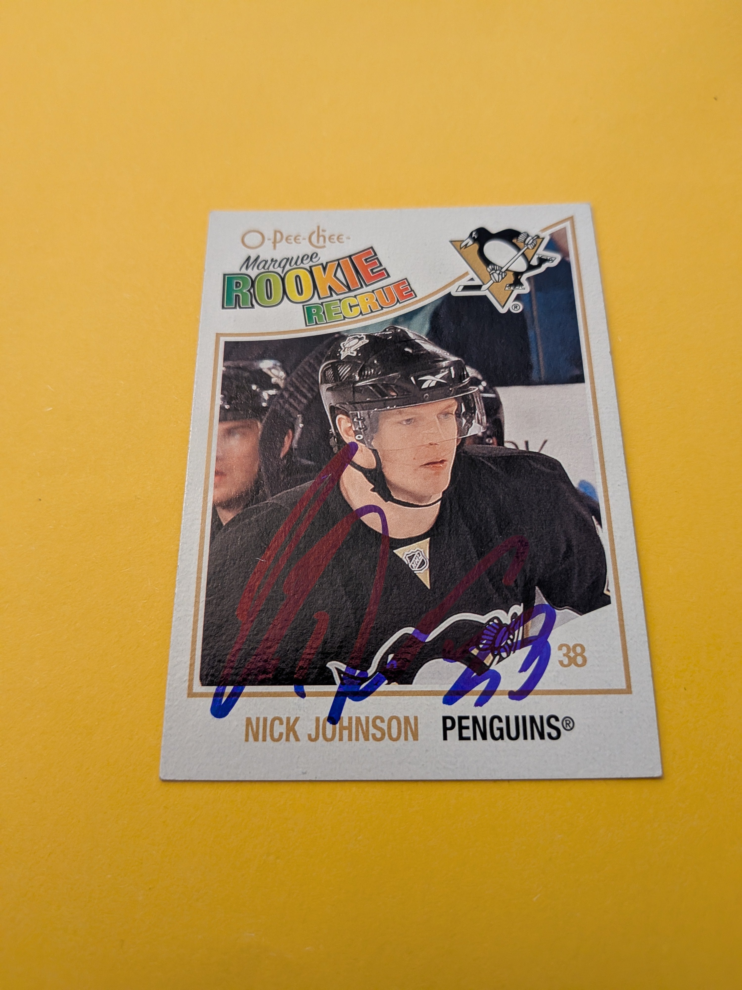 Nick Johnson Signed Pittsburgh Penguins Rookie Card A