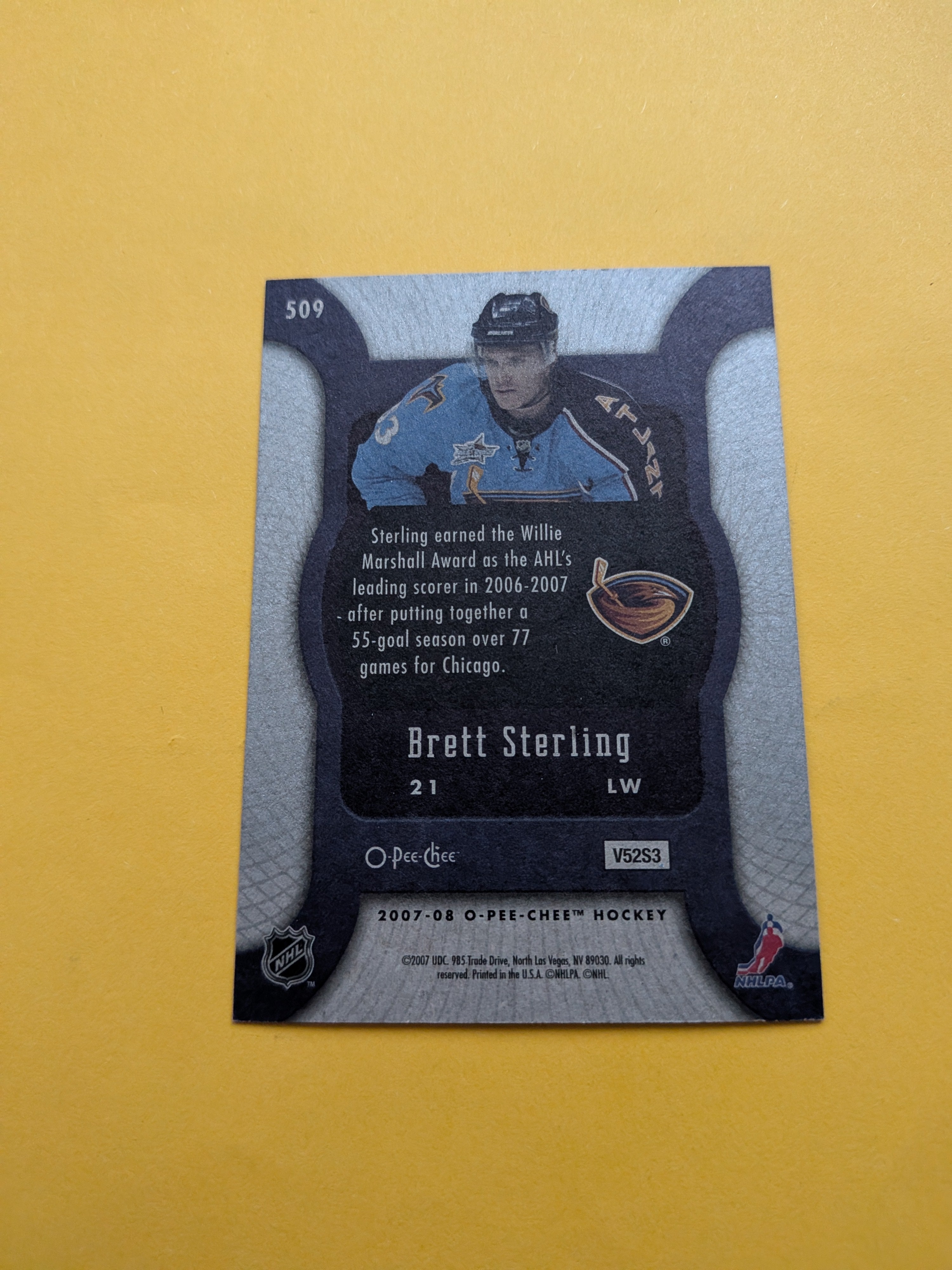 Brett Sterling Signed Atlanta Thrashers Rookie Card B