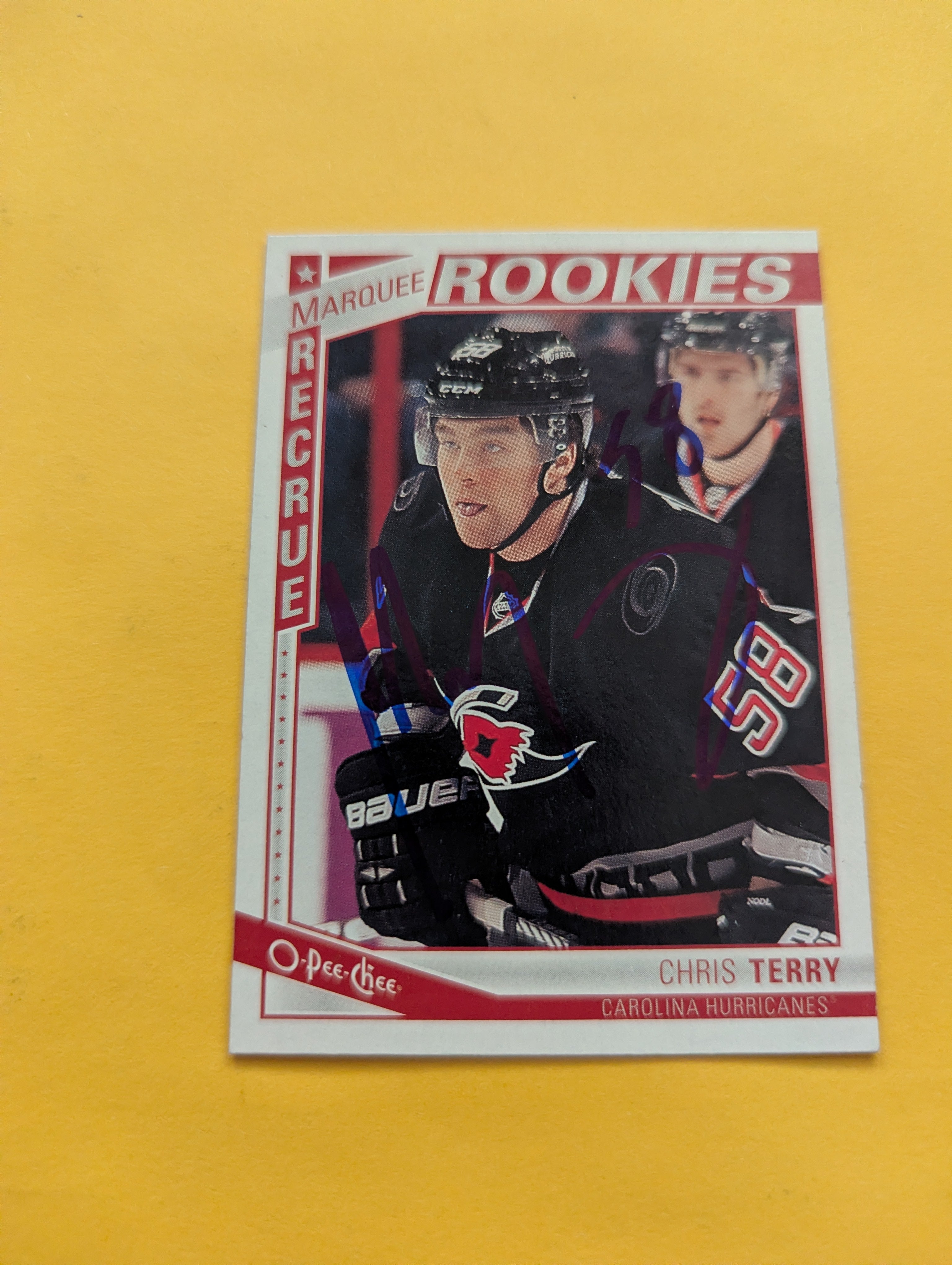 Chris Terry Signed Carolina Hurricanes Rookie Card B
