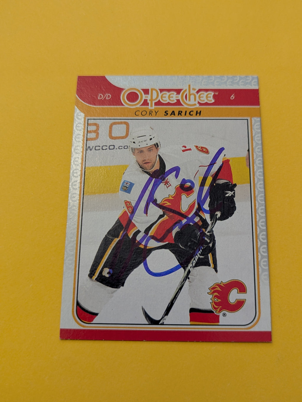 Cory Sarich Signed Calgary Flames Card