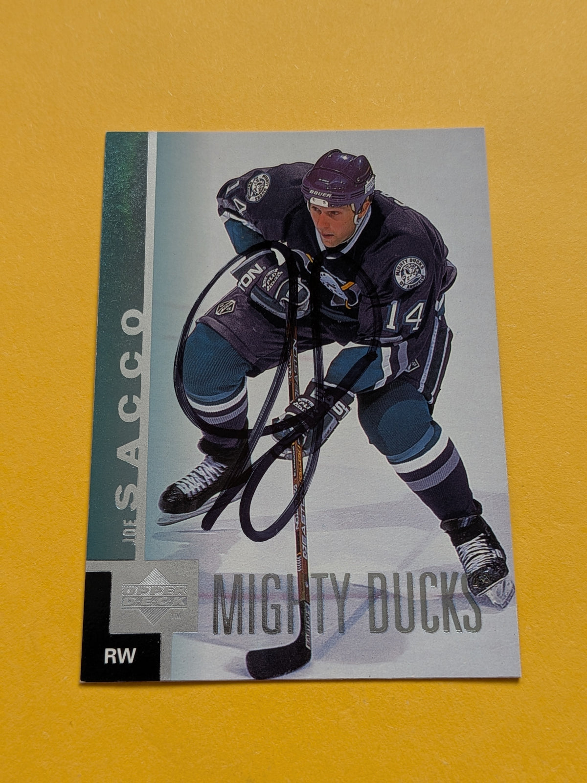 Joe Sacco Signed Anaheim Ducks Card A