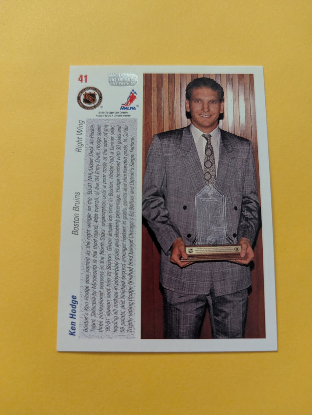 Ken Hodge Signed Boston Bruins Card