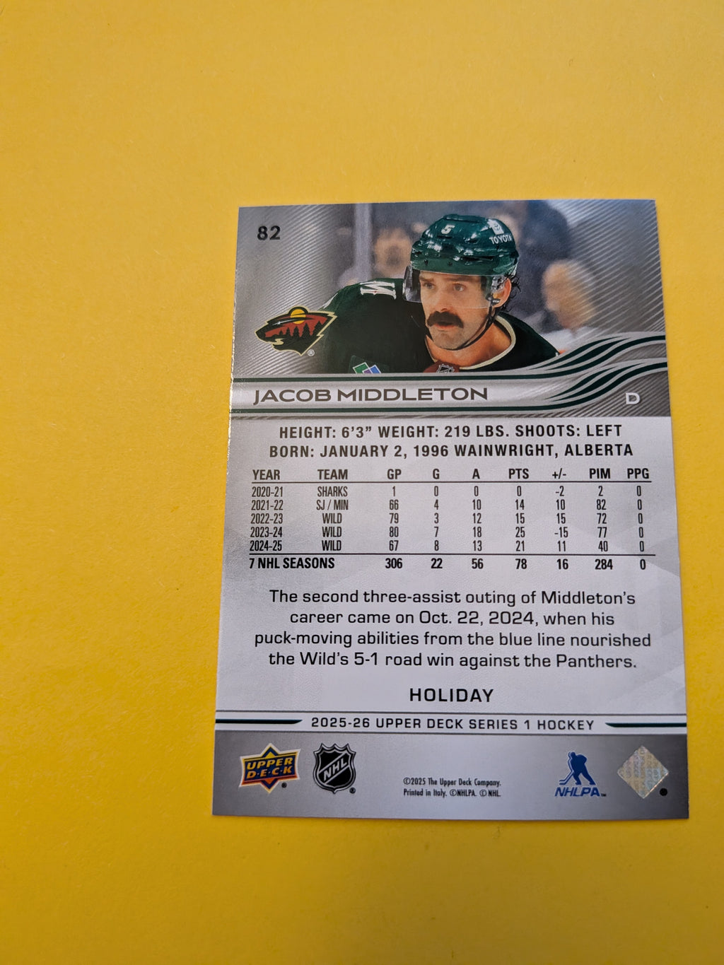Jacob Middleton 25-26 Upper Deck Green Holiday Card