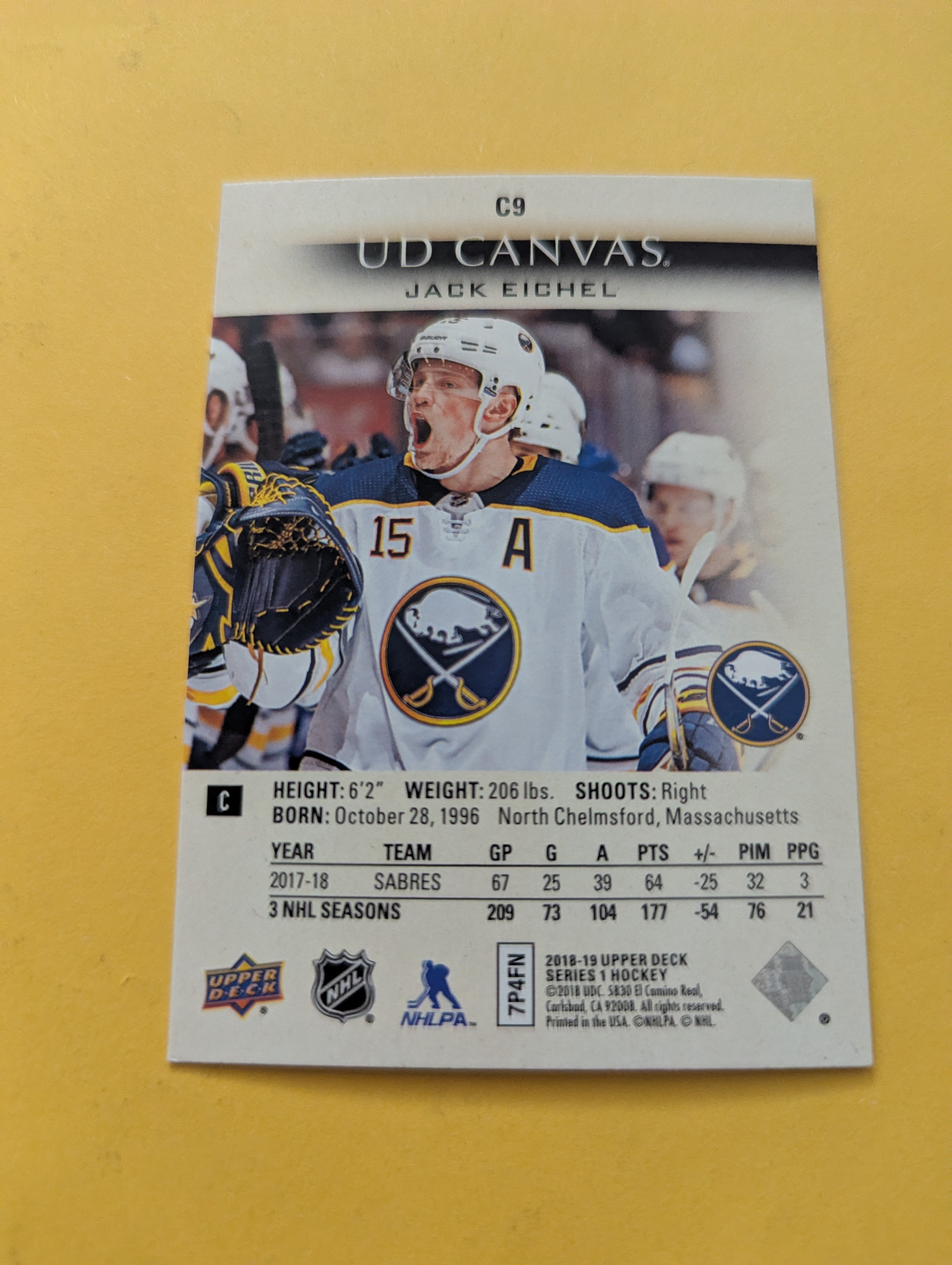 Jack Eichel 18-19 Upper Deck UD Canvas Card