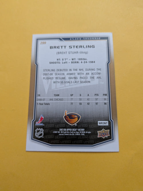 Brett Sterling Signed Atlanta Thrashers Rookie Card C