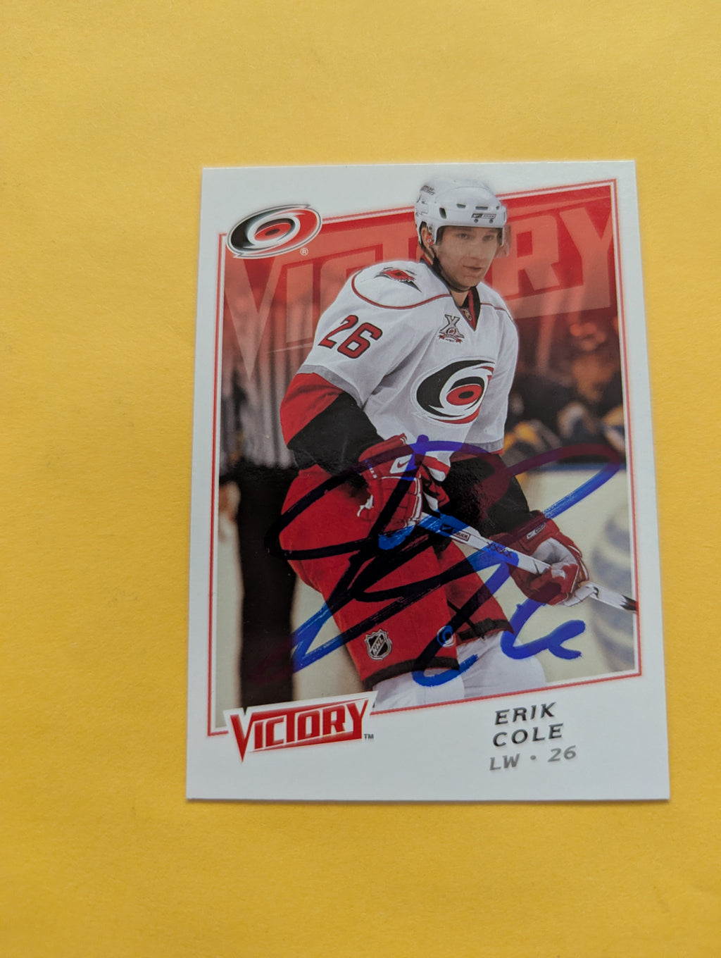 Erik Cole Signed Carolina Hurricanes Card C