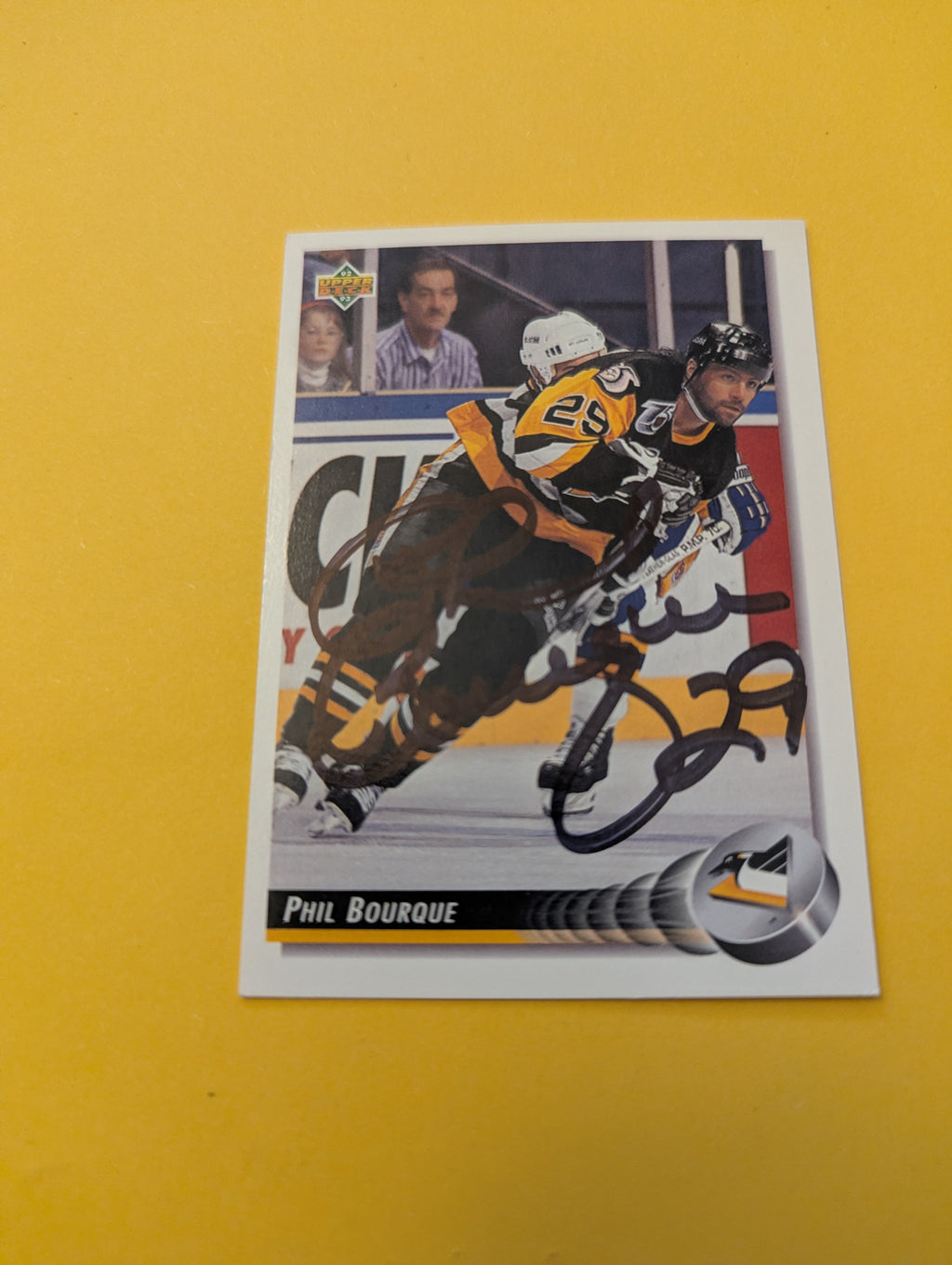 Phil Bourque Signed Pittsburgh Penguins Card