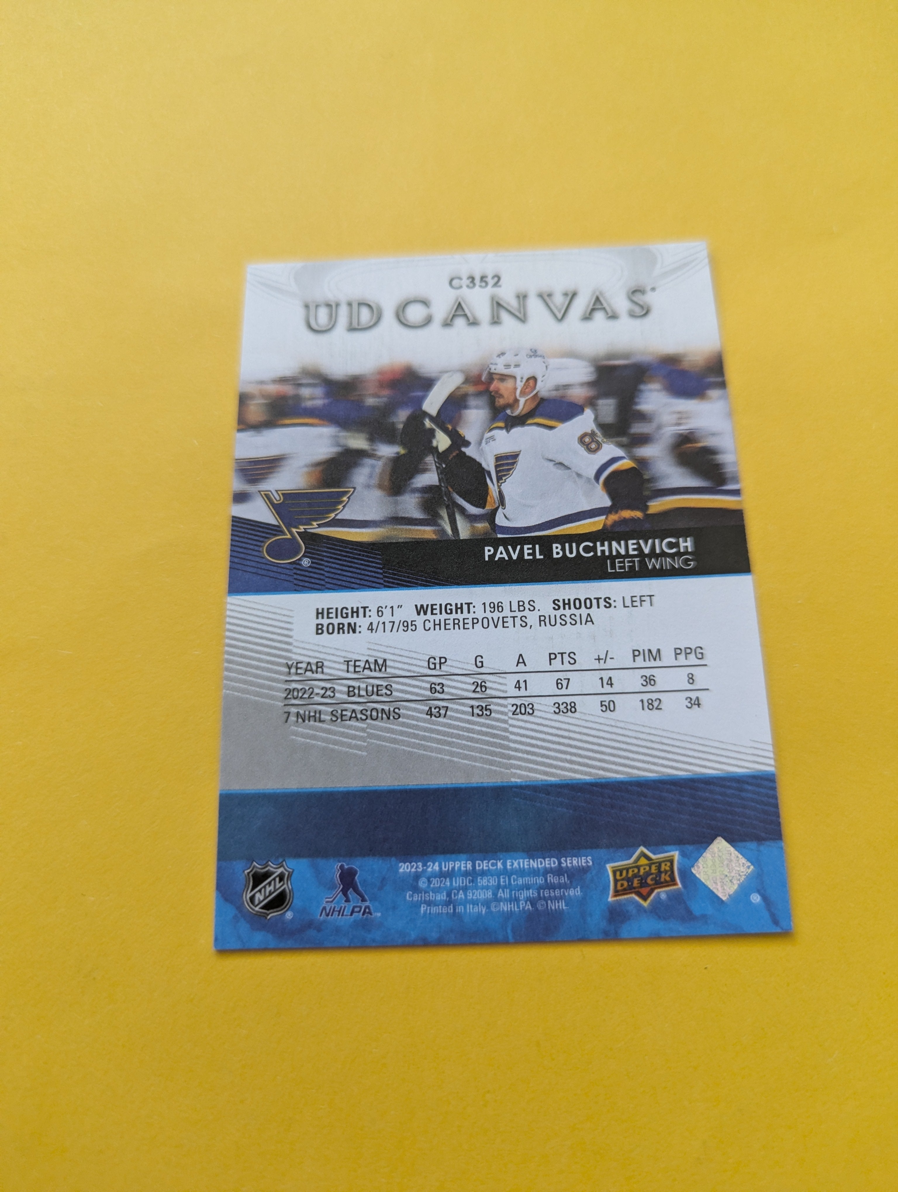 Pavel Buchnevich 23-24 Upper Deck UD Canvas Card