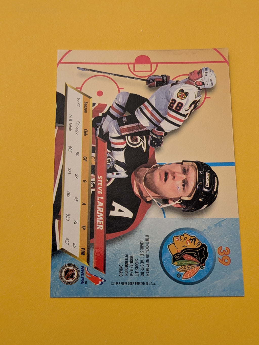 Steve Larmer Signed Chicago Blackhawks Card O