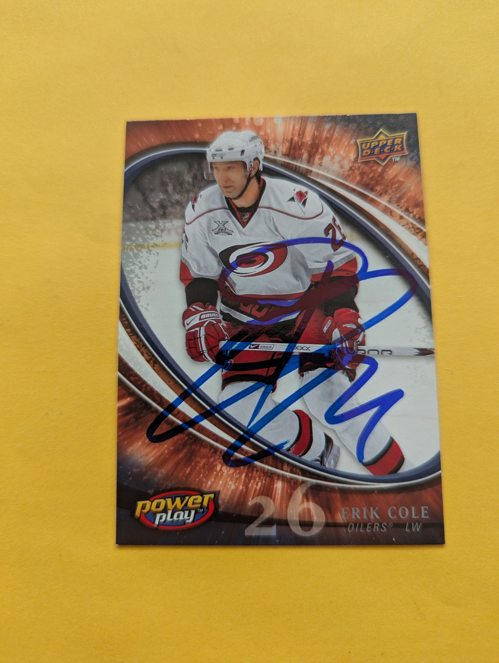 Erik Cole Signed Carolina Hurricanes Card D
