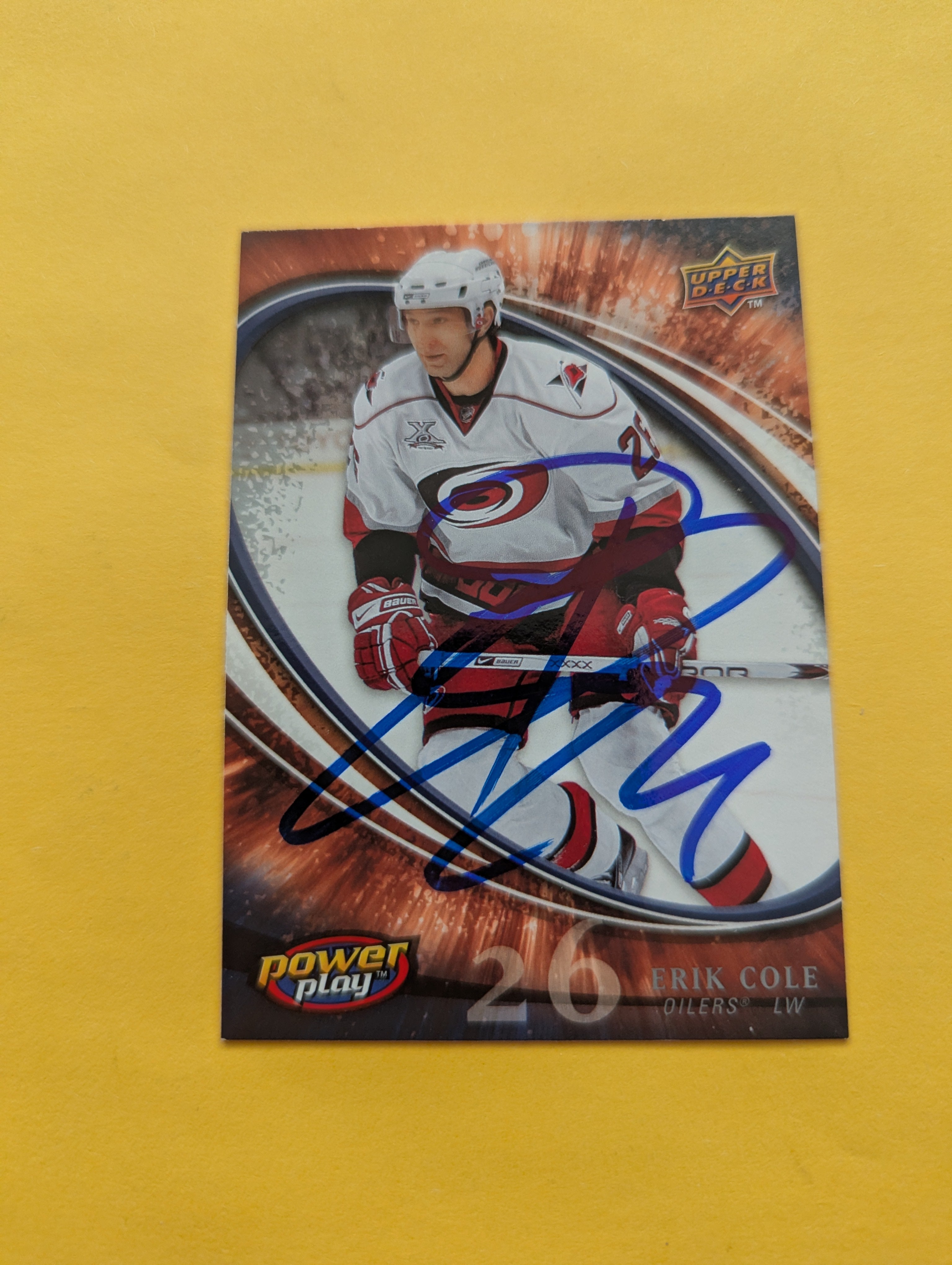 Erik Cole Signed Carolina Hurricanes Card D