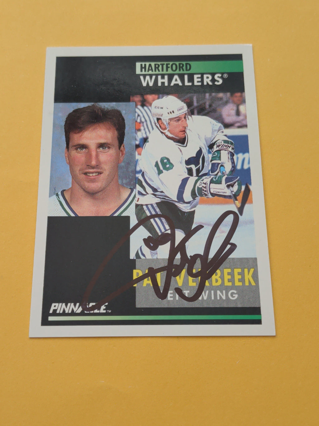Pat Verbeek Signed Hartford Whalers Card B