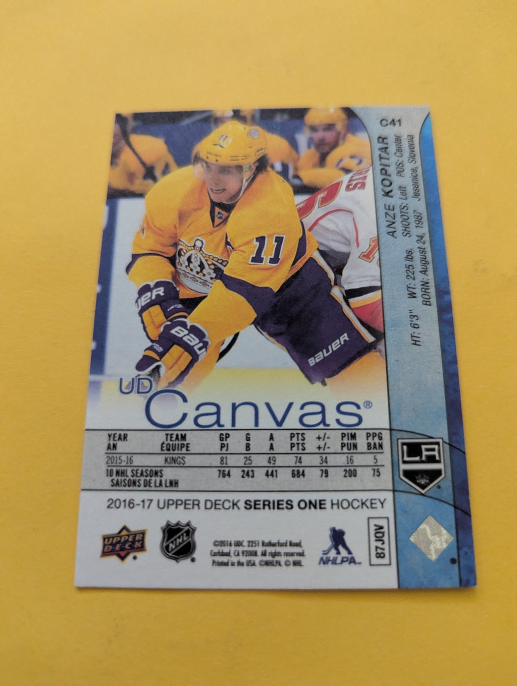 Anze Kopitar 16-17 Upper Deck UD Canvas Card