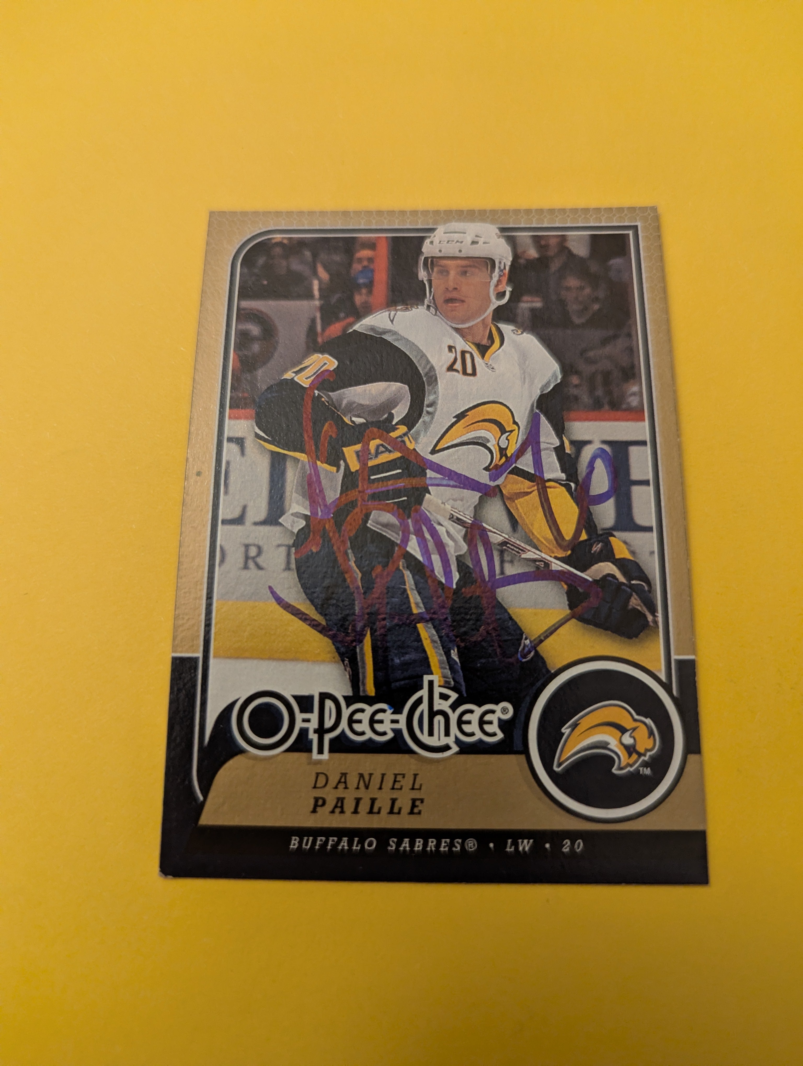 Daniel Paille Signed Buffalo Sabres Card